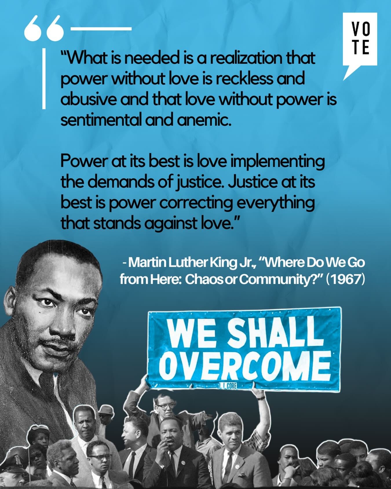 Dr. King warned us what happens when power loses its grounding in love. Without love, power becomes force and control. We see that today in systems that cage people, separate families, and call it safety.

He named that justice too must be rooted in 