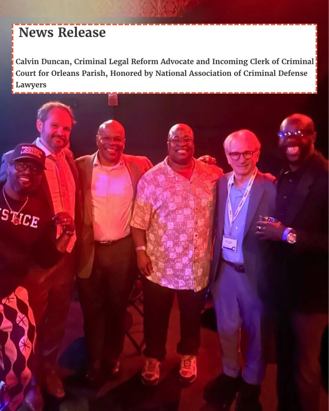Congratulations to Calvin Duncan on receiving the Champion of Justice Award from the National Association of Criminal Defense Lawyers!
&nbsp;
The award honors decades of advocacy for people fighting wrongful convictions and seeking access to the cour