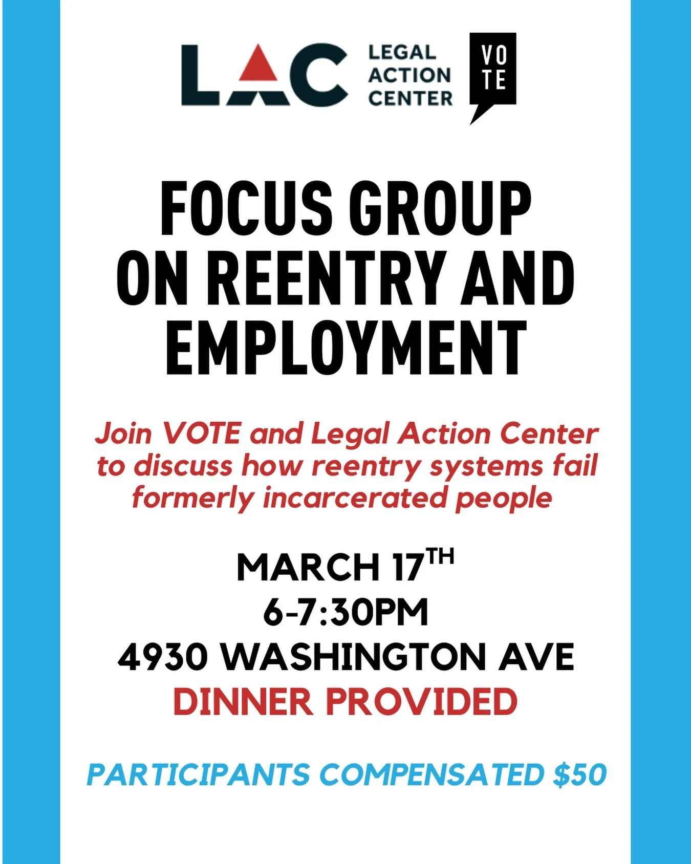 VOTE is partnering with the Legal Action Center to hear directly from formerly incarcerated people about the challenges of finding and keeping employment after incarceration.
&nbsp;
Too often, the reentry system is set up to make success harder. Peop