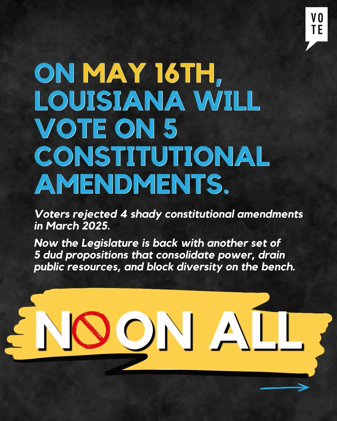 NO ON ALL Deja V&uacute;? That&rsquo;s because the Legislature is back with more power grabs. This time, it&rsquo;s 5 proposed amendments that do the same thing: consolidate control, drain public resources, and shut us out.
&nbsp;
Here&rsquo;s what&r