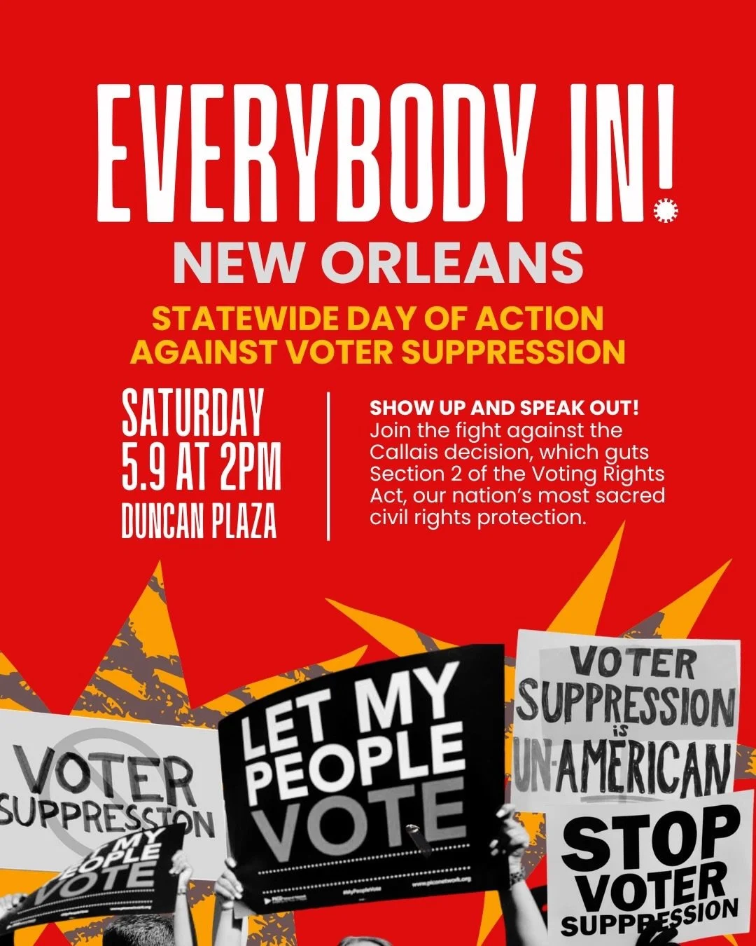 Join the fight against the Louisiana vs Callais decision this weekend: New Orleans, Baton Rouge, and Shreveport!
