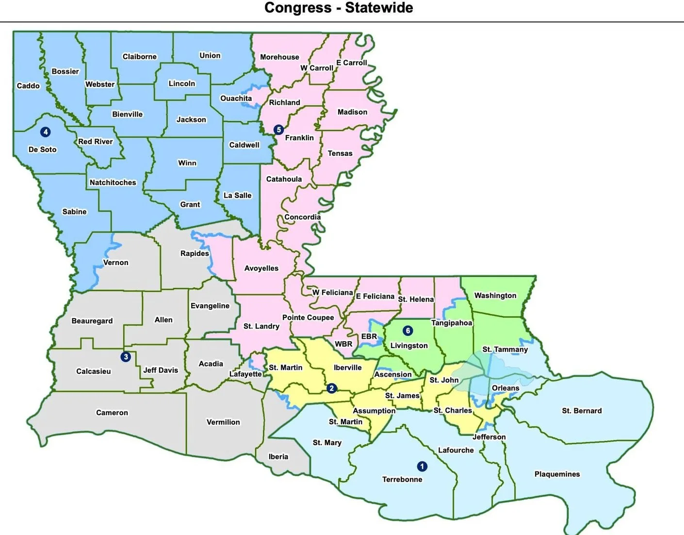 This is the map in SB 407, sponsored by Sen. Price, a Black legislator. The People are here putting in Green Cards in support. It is closest to what we recognize as &ldquo;our&rdquo; Louisiana districts, amongst white, Black, Republican, Democrat and