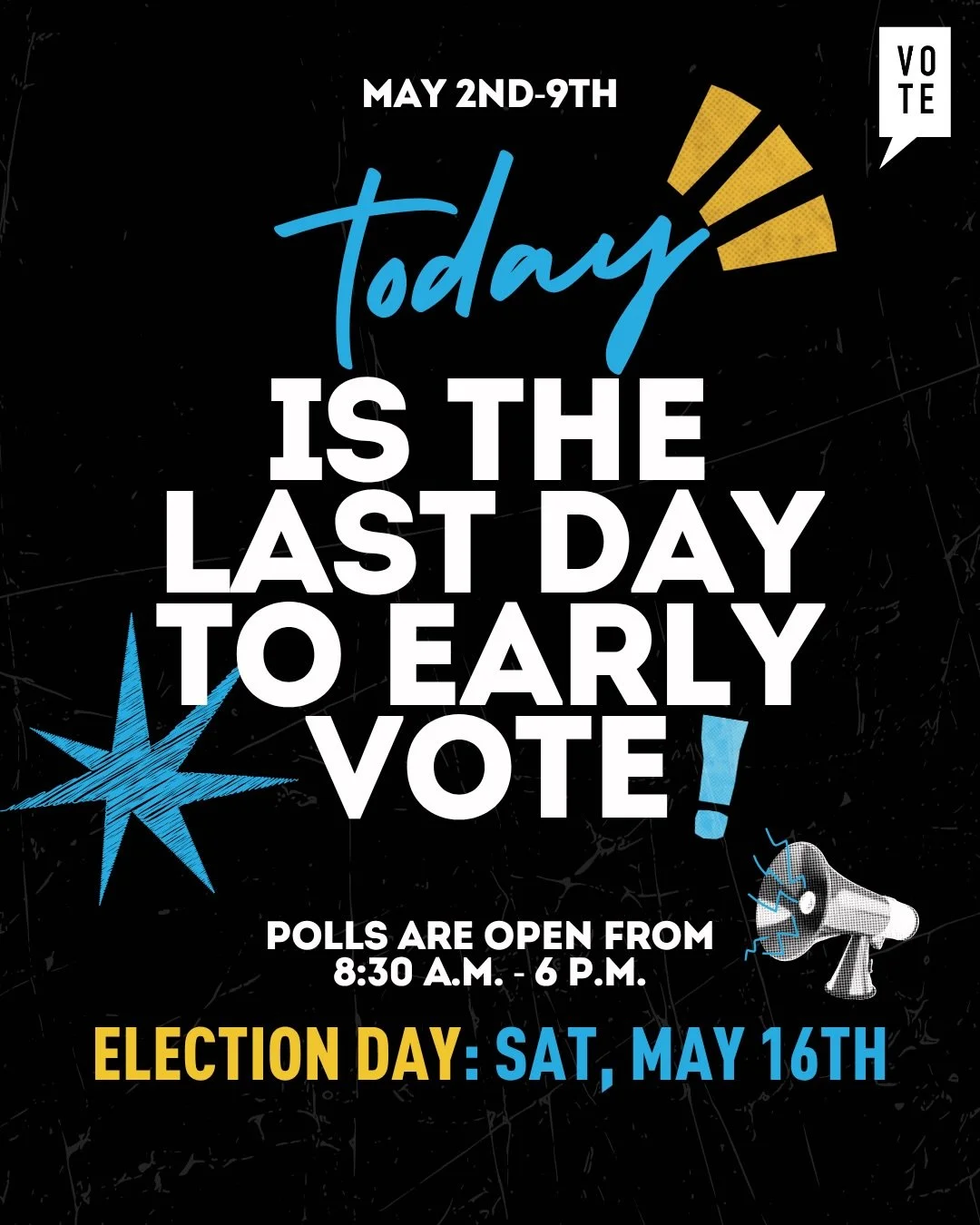 🚨 TODAY is the last day to early vote, Louisiana! 🚨
Early voting for the May 16 election kicks off May 2&ndash;9, and this election looks different.
&nbsp;
For the first time, Louisiana is using a closed primary system for key races:
&bull; U.S. Se