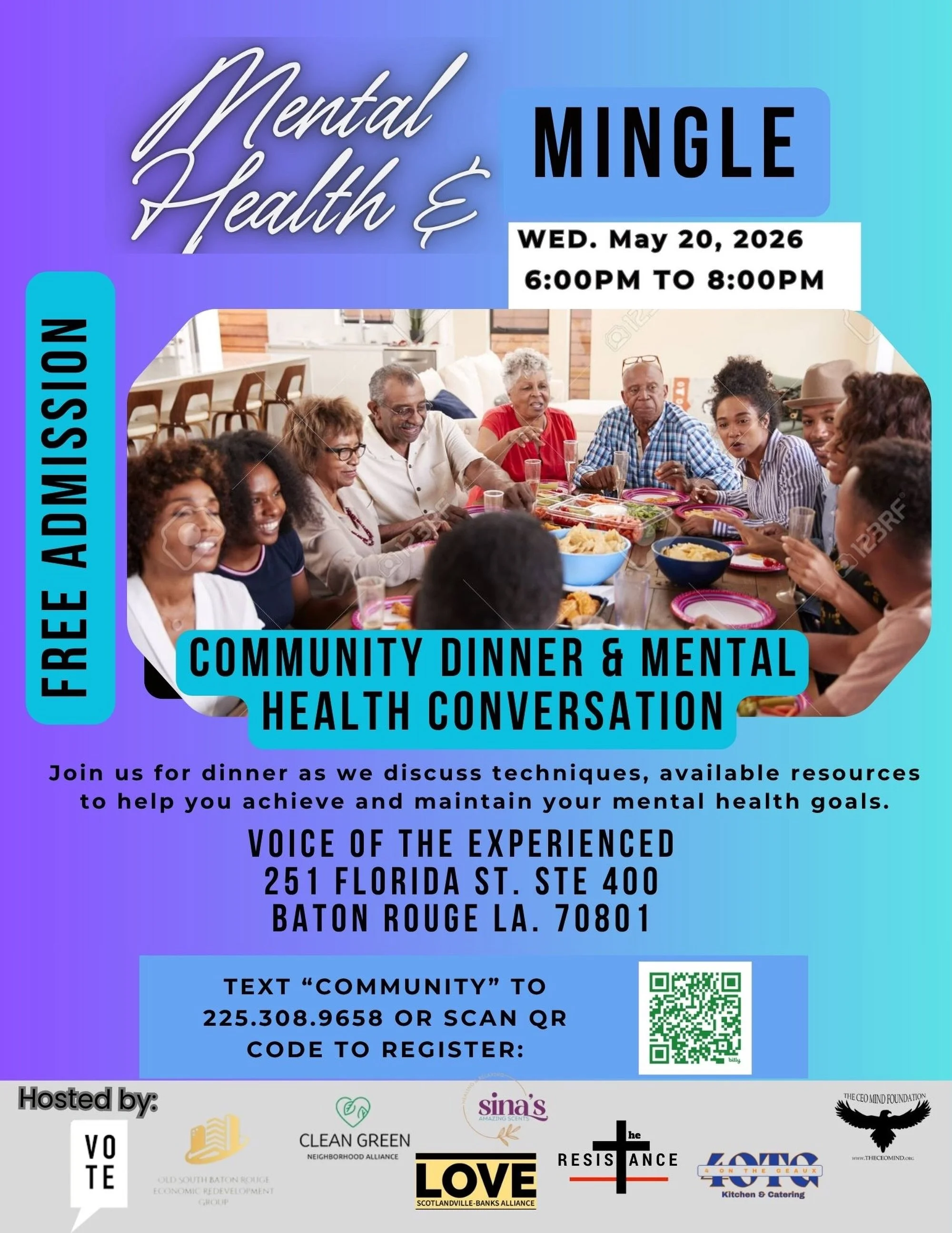 Join us at the VOTE Baton Rouge office for &ldquo;Mental Health and You in Times of Uncertainty&rdquo;
&nbsp;
Mental health matters now more than ever. As our communities face uncertainty and renewed challenges, we must come together to support one a
