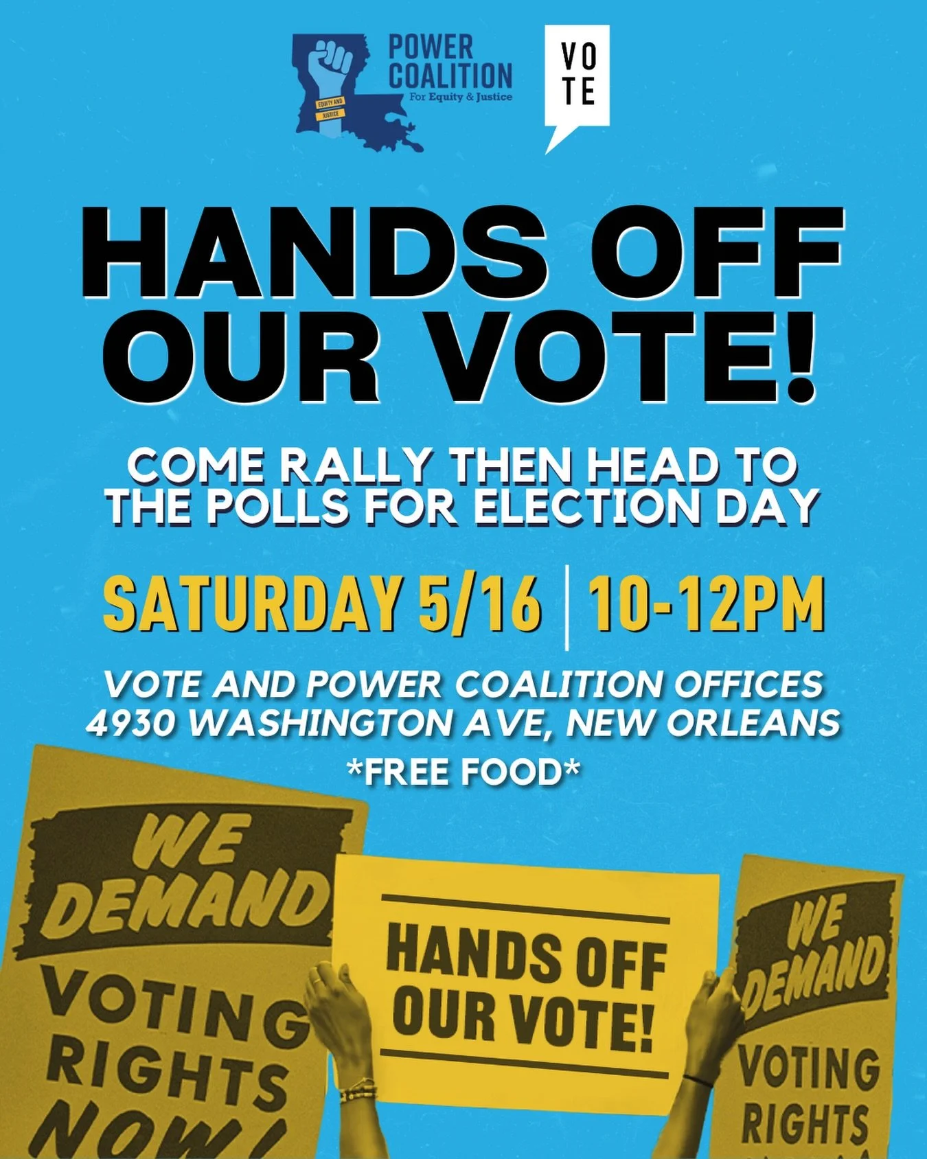 The election is THIS SATURDAY, MAY 16TH LOUISIANA! 

Join us in New Orleans to vote NO on ALL constitutional amendments. Voting NO sends a message to the legislators and governor of this state: we see what you are doing, and we won&rsquo;t be complic