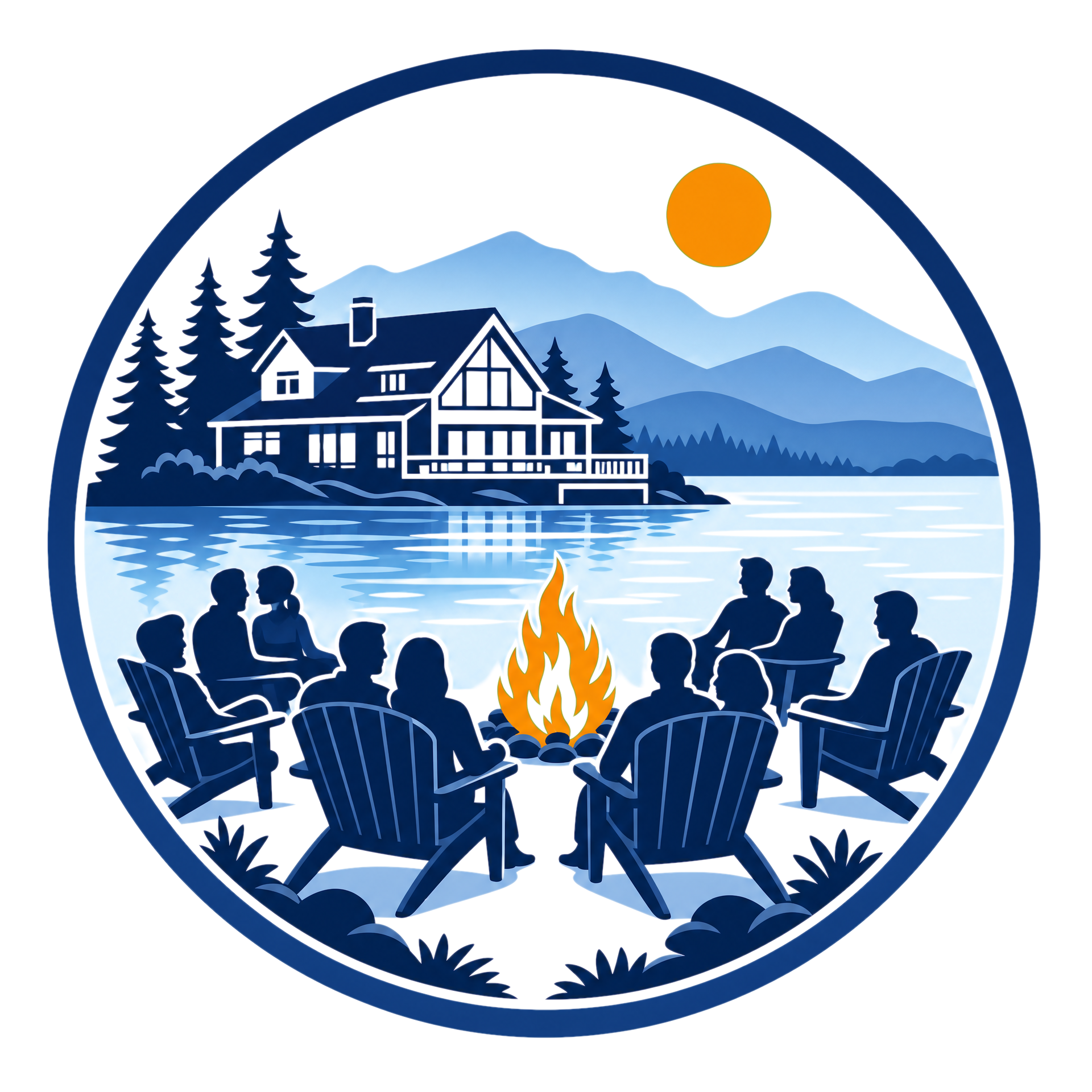 icon of a group of married entrepreneurs at a lake retreat
