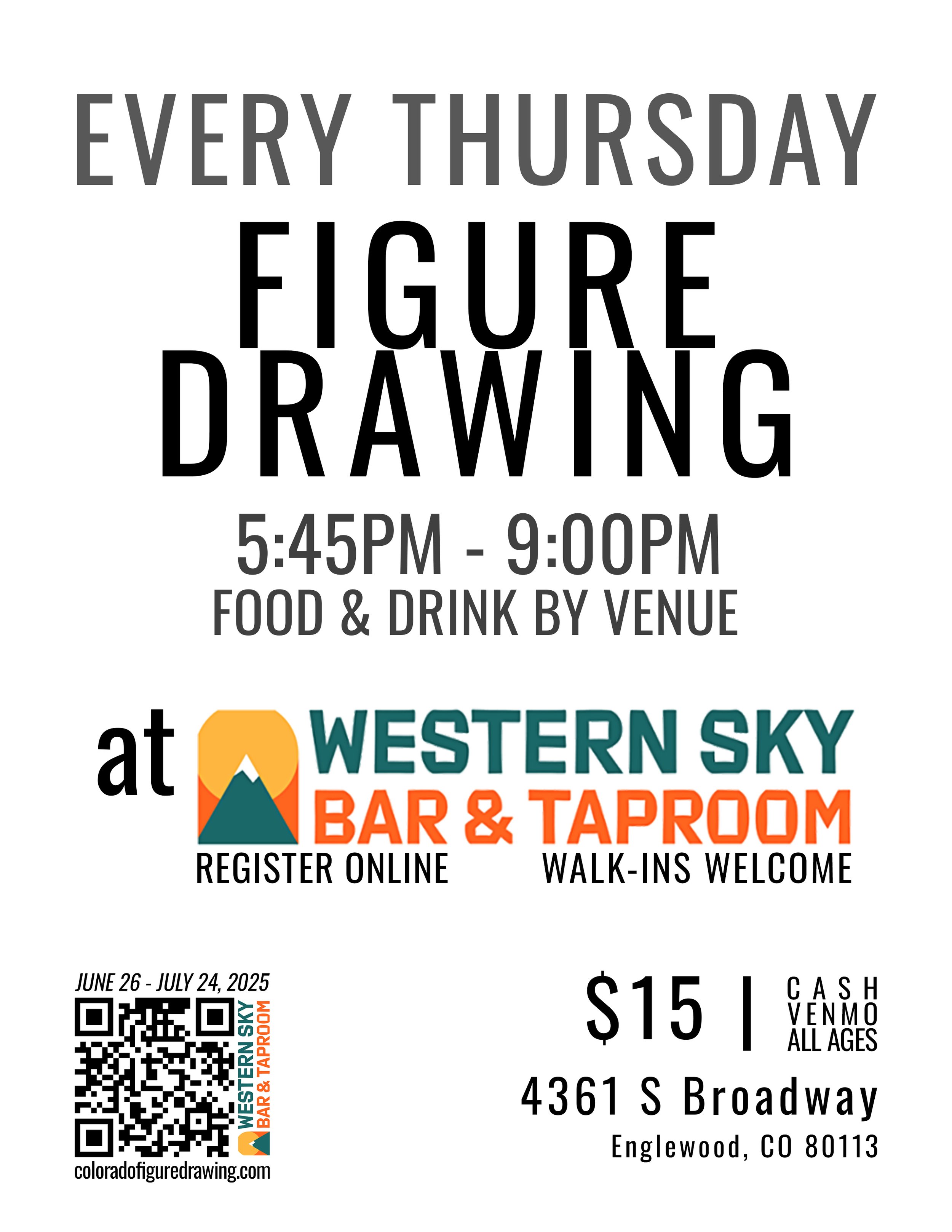 Colorado Figure Drawing at Western Sky Bar & Taproom