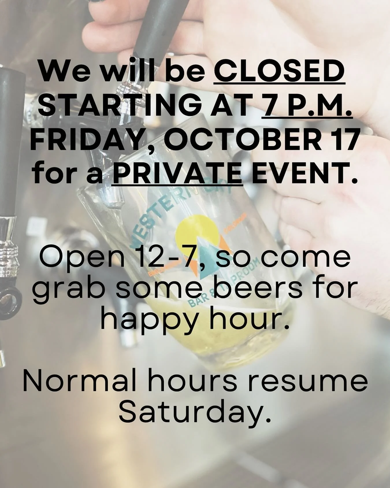 We’re closing up shop at 7 p.m. tonight for a private event. That’s right- no karaoke tonight. But we still have some tasty beers to pour you until then, so come by from 12-7. 
.
We’ll be back to our normal hours tomorrow.