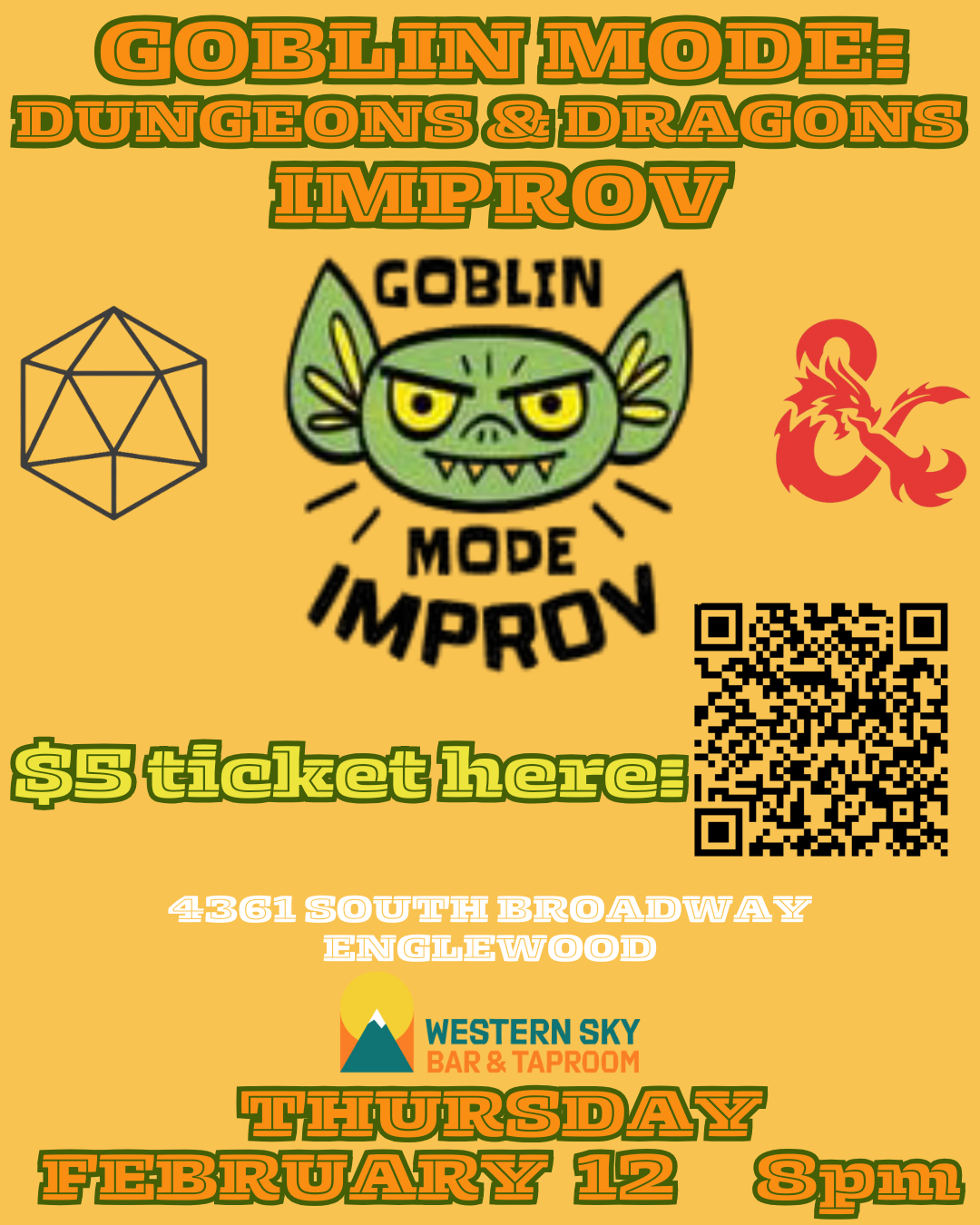South South Broadway Comedy Show: Goblin Mode DnD Themed Improv: TICKETED SHOW