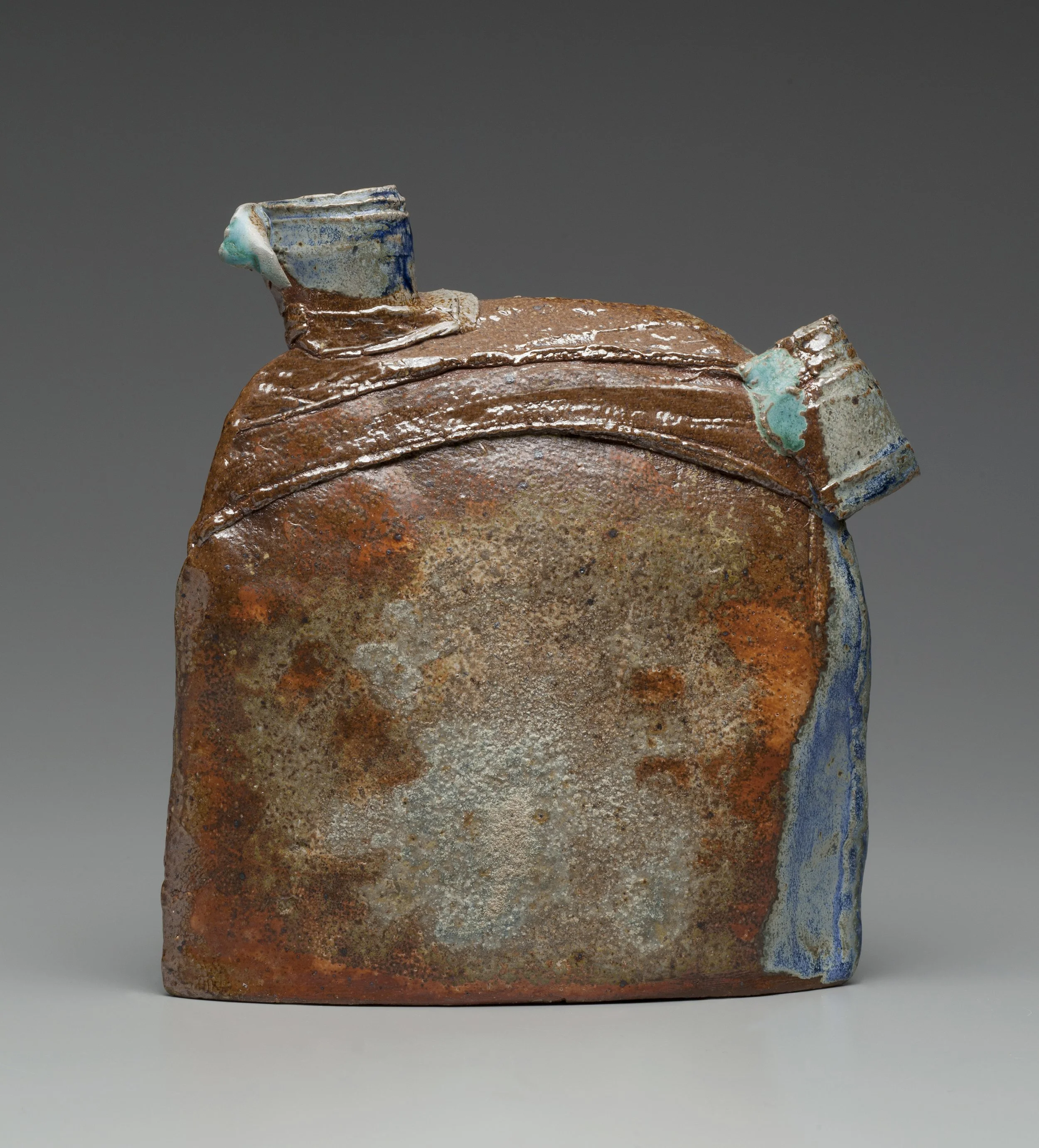 Hand-built stoneware vase/bottle, soda fired