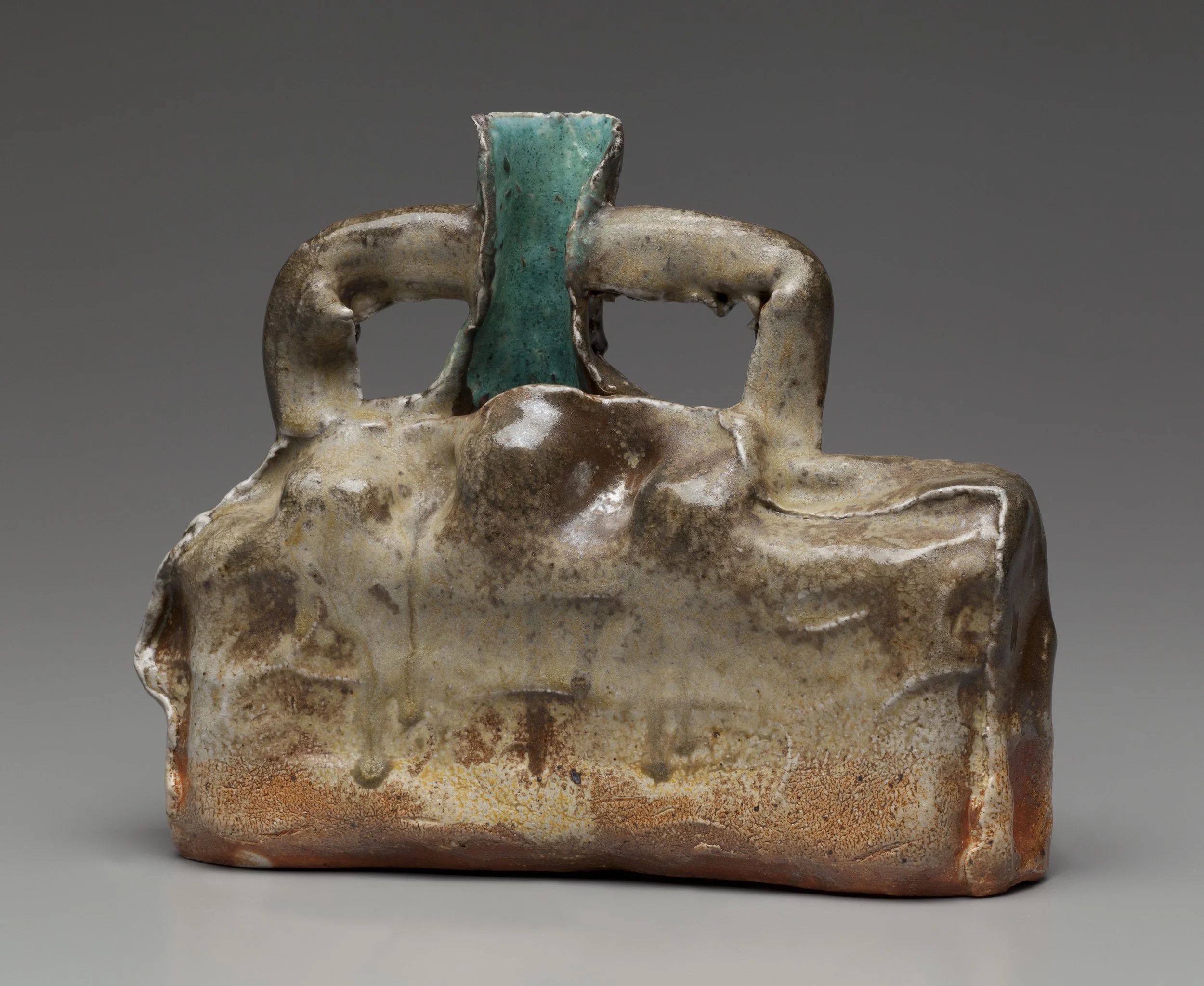 Hand-built stoneware vase/bottle, soda fired