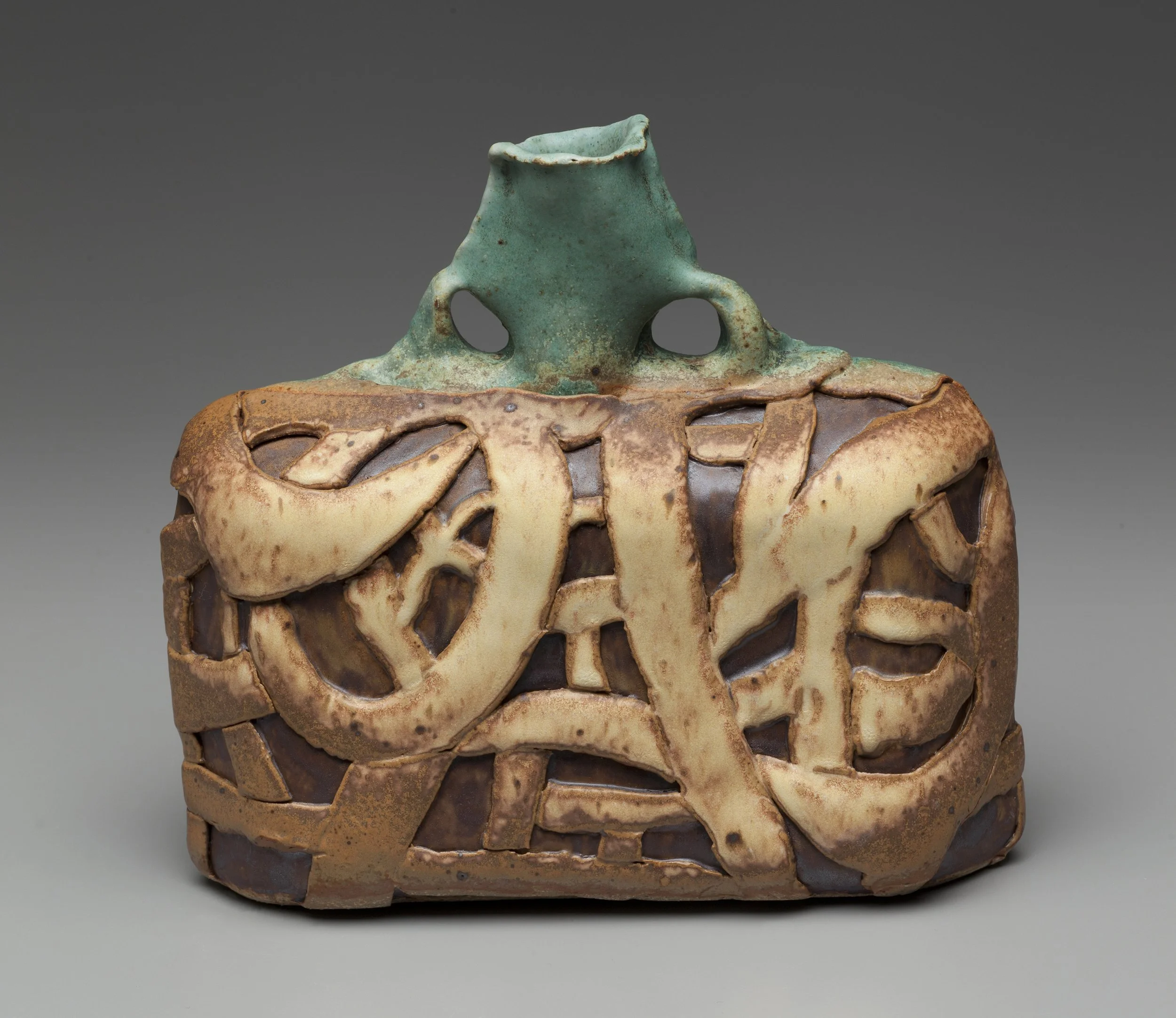 Hand-built stoneware vase/bottle, reduction fired