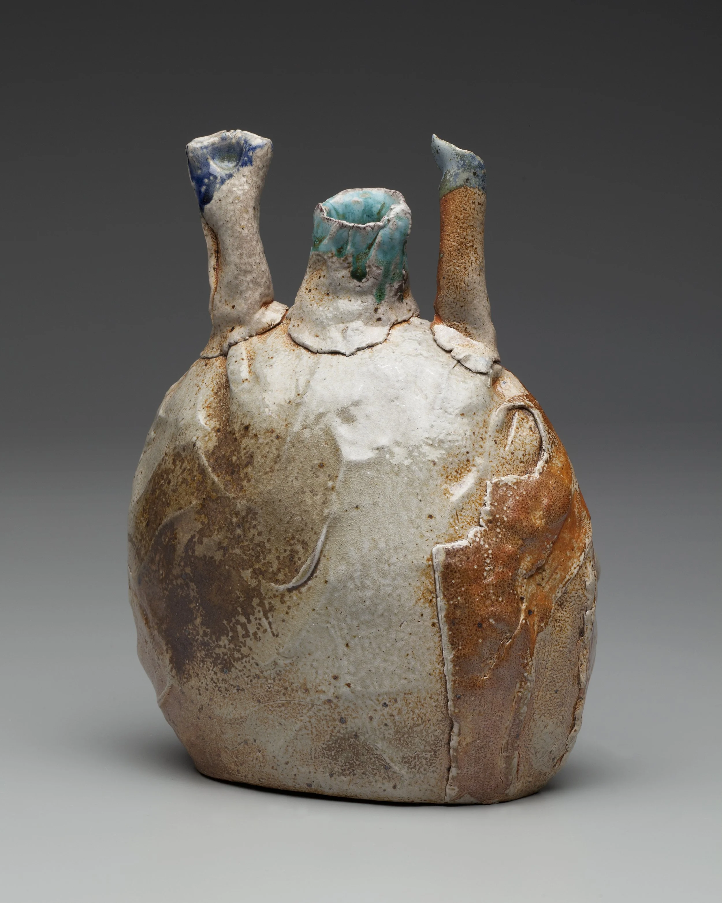 Hand-built stoneware vase/bottle, soda fired