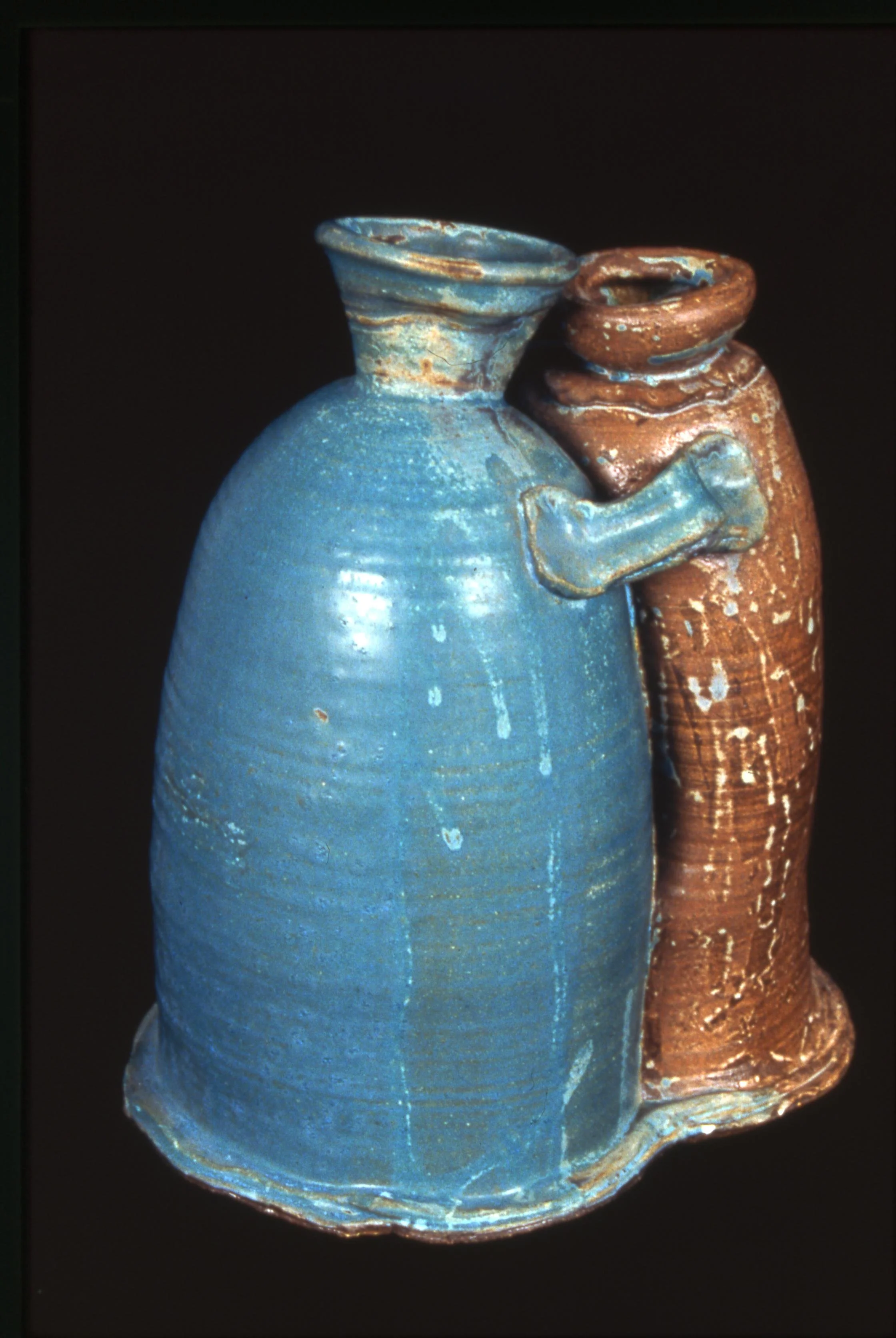 Wheel-thrown and altered, oxidation firing, sculptural vessel "Doubles 1"