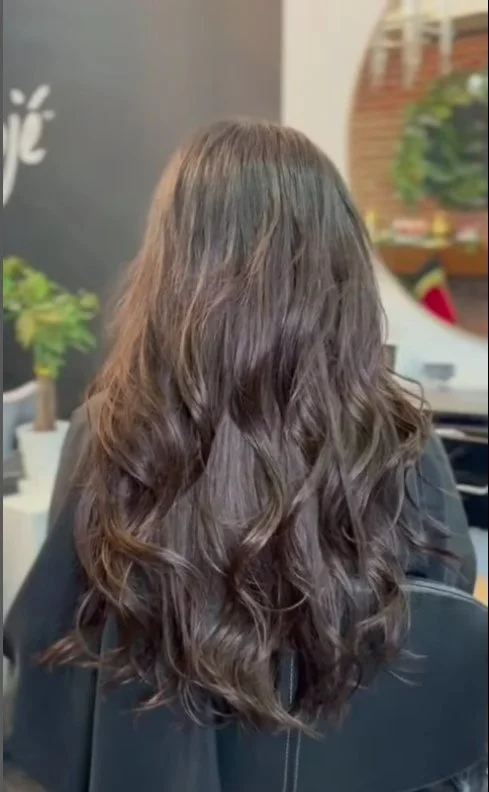 Long brown hair with keratin bond extensions