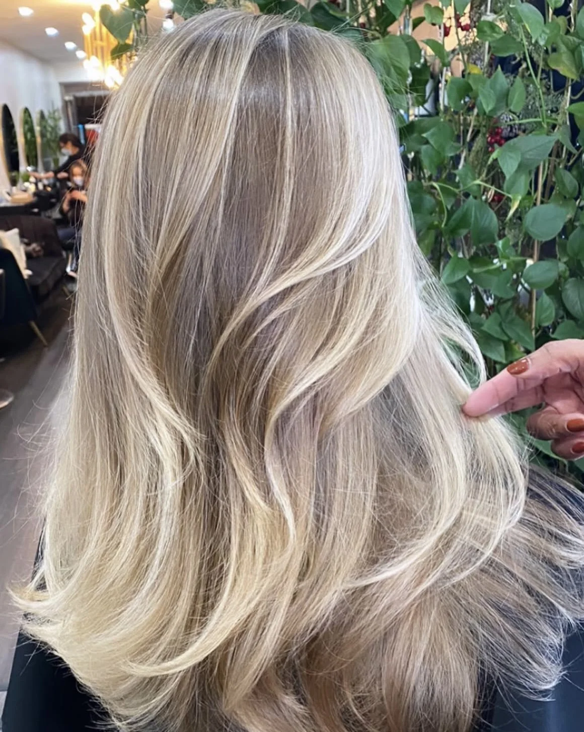 Long blonde balayage highlights