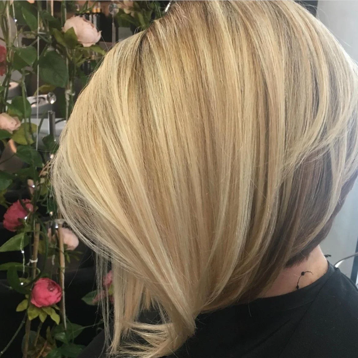 Women's angled bob haircut