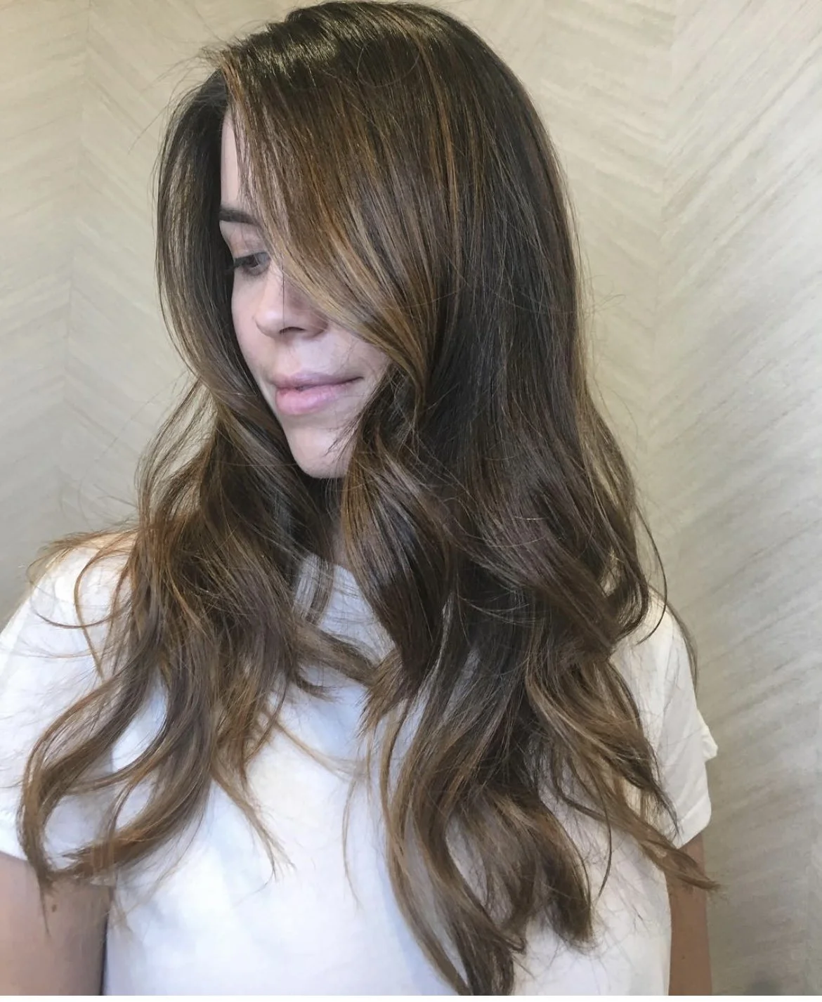Blowout on long brown hair