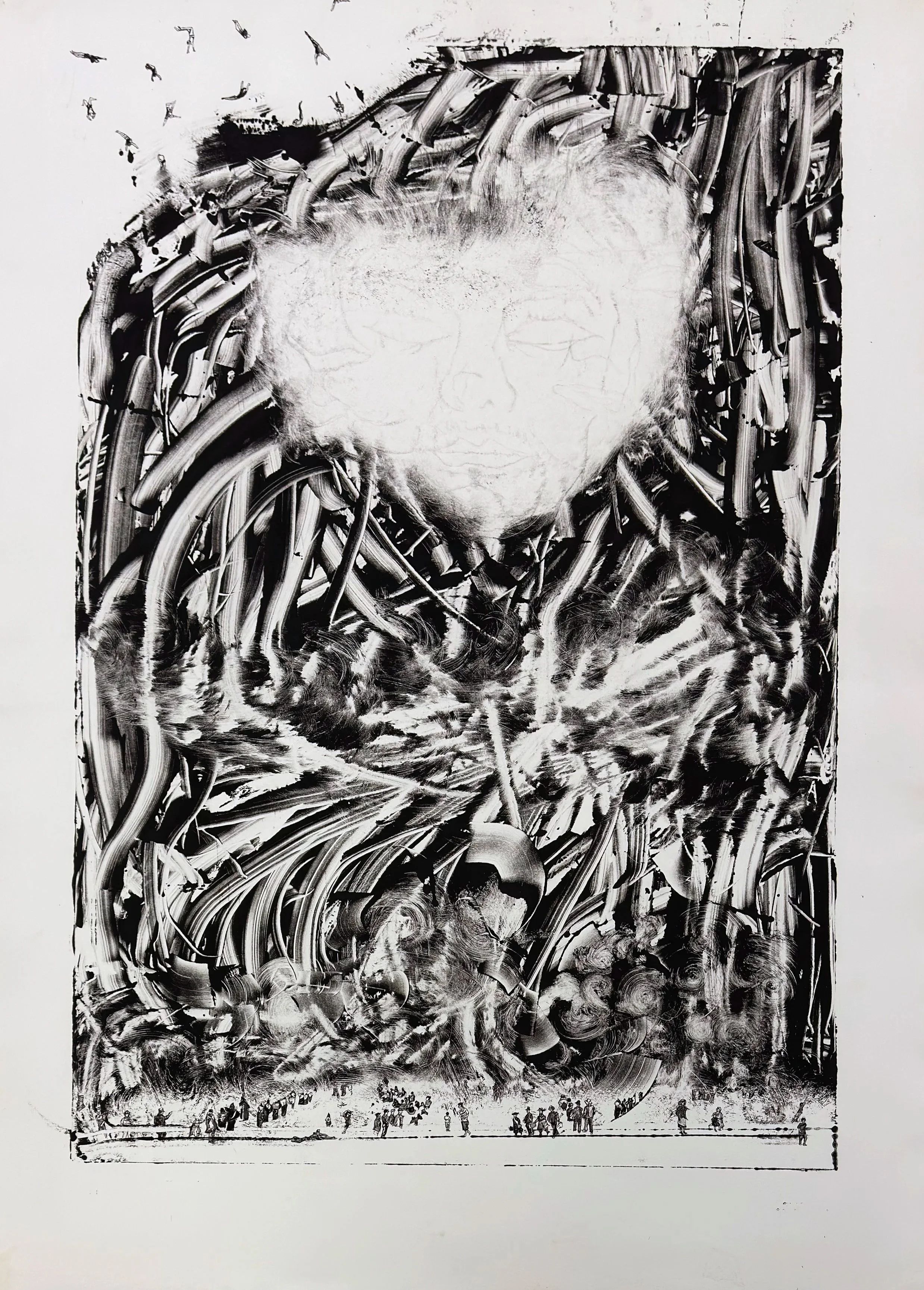 Flying Zoilo, 2024, Ink on Arches Paper. 38”x26”