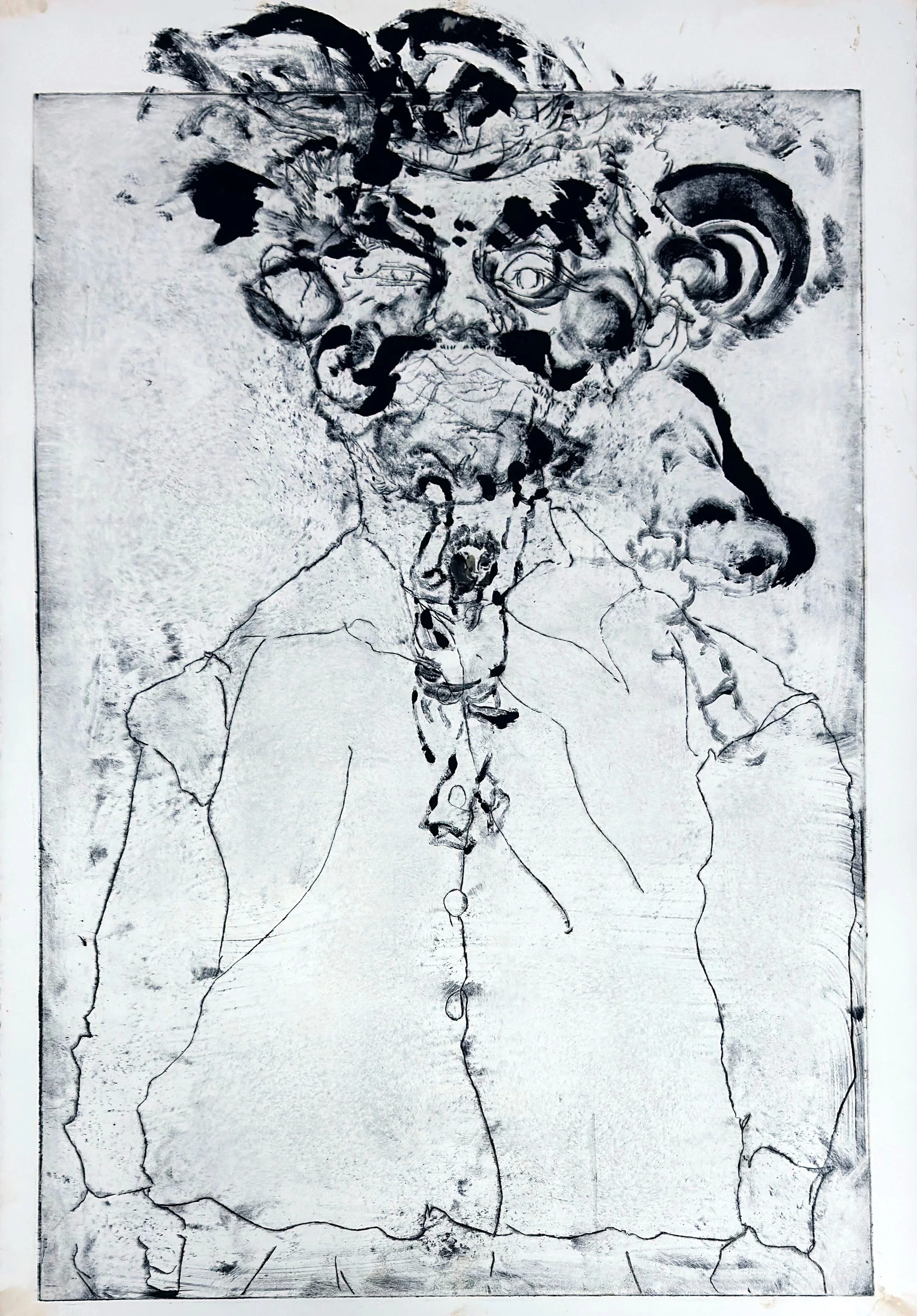 Willy and the Dancer, 2024, Ink on Arches Paper. 38”x26”