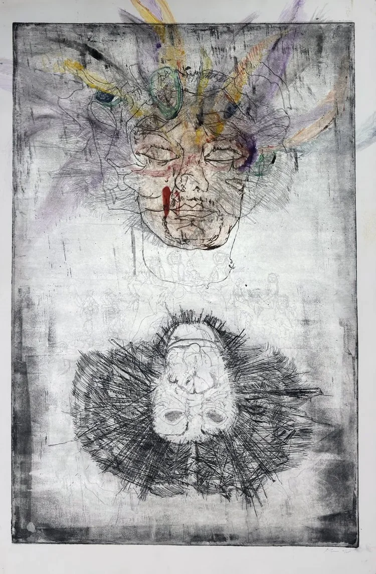 Zoilo with a Tear Drop, 2025, Ink On Arches Paper. 38”x26”