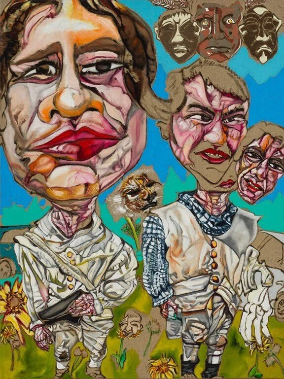 Reenactors (2020, Oil on linen, 60” x 44”)