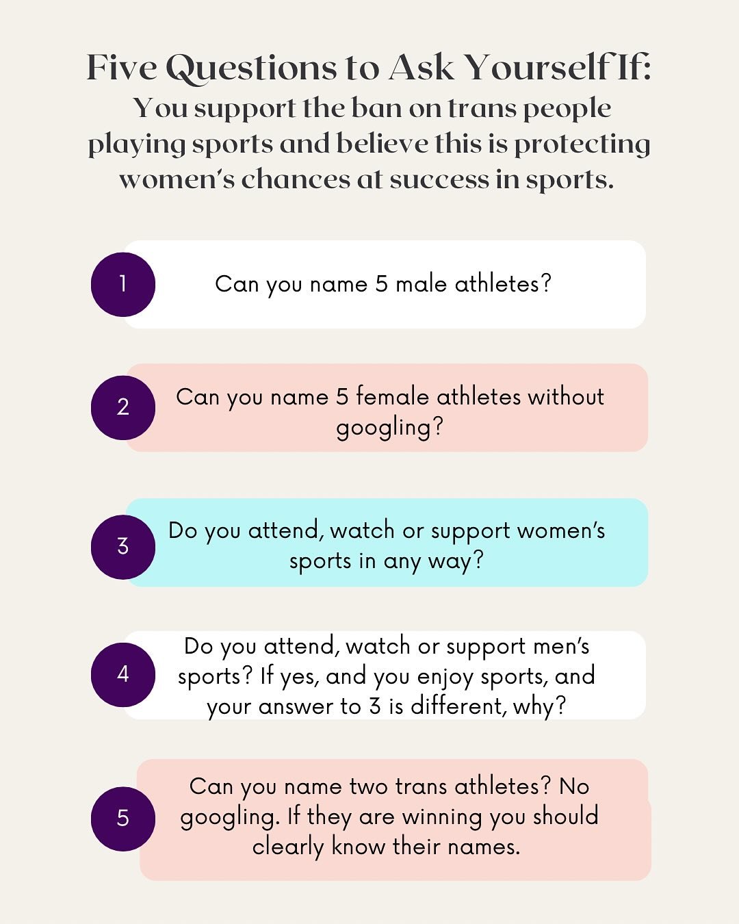 I&rsquo;m so tired of having conversations with people who think they are well meaning in questioning whether trans women should be allowed to play in women&rsquo;s sports because maybe someday some trans women will beat a cis woman at some hypotheti