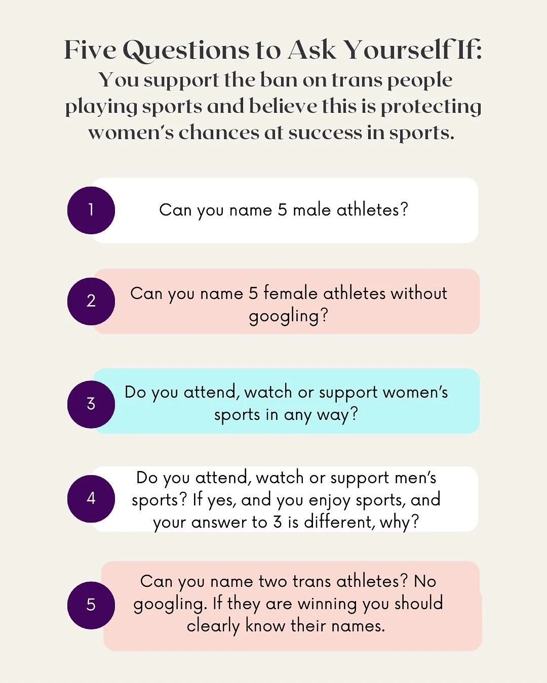 I&rsquo;m so tired of having conversations with people who think they are well meaning in questioning whether trans women should be allowed to play in women&rsquo;s sports because maybe someday some trans women will beat a cis woman at some hypotheti