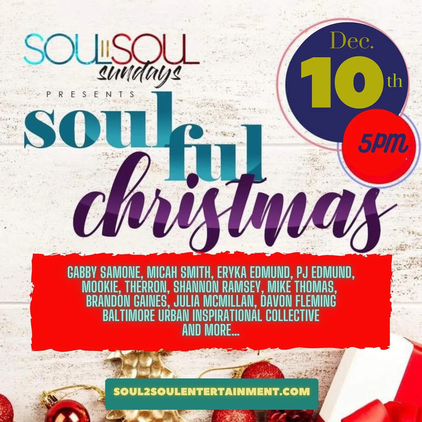 Amos Live at "A Soulful Christmas" | Sun 12/10 6pm