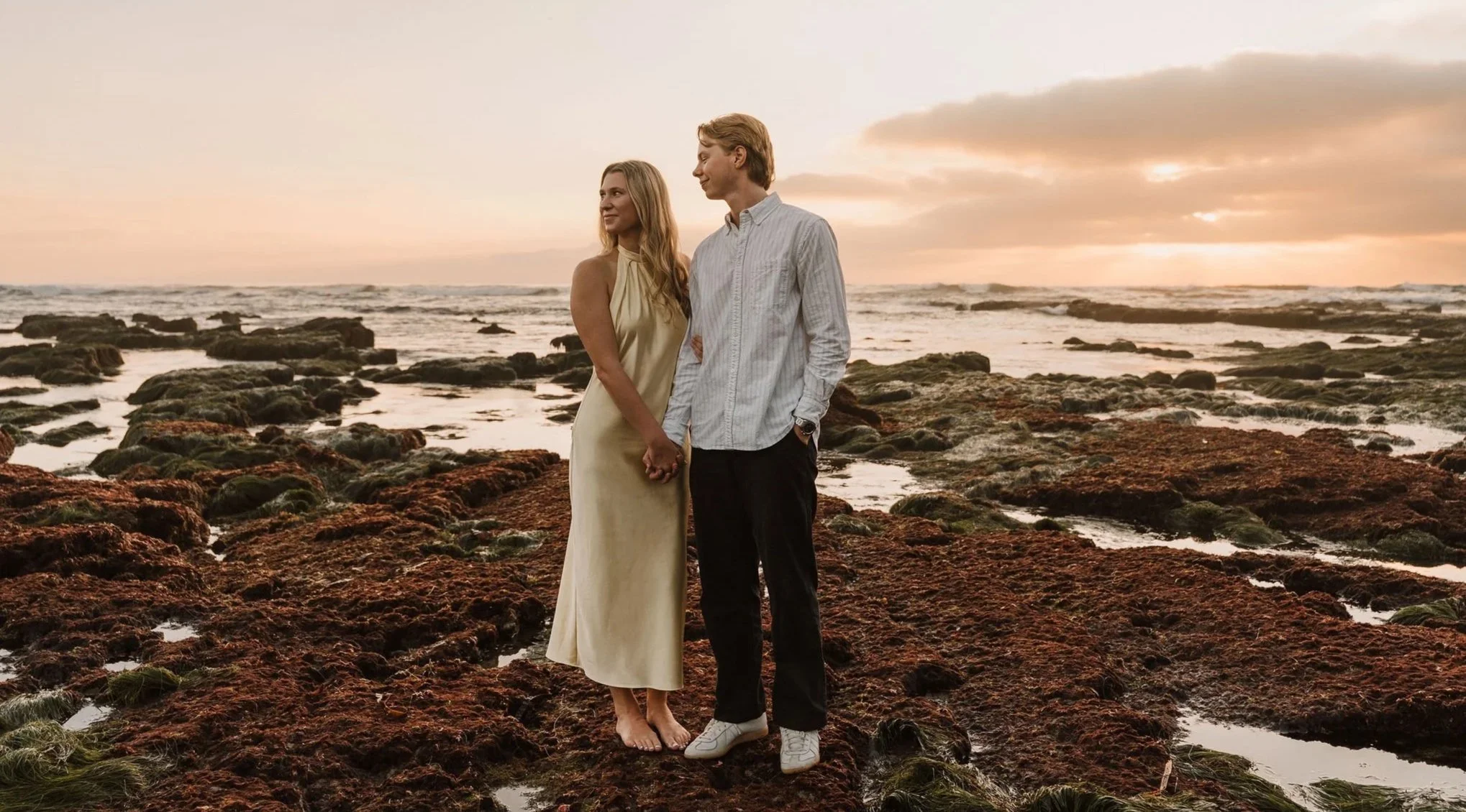 San Diego Proposal Photographer Southern California Engagement at Kit's Beach in La Jolla, California at Sunset
