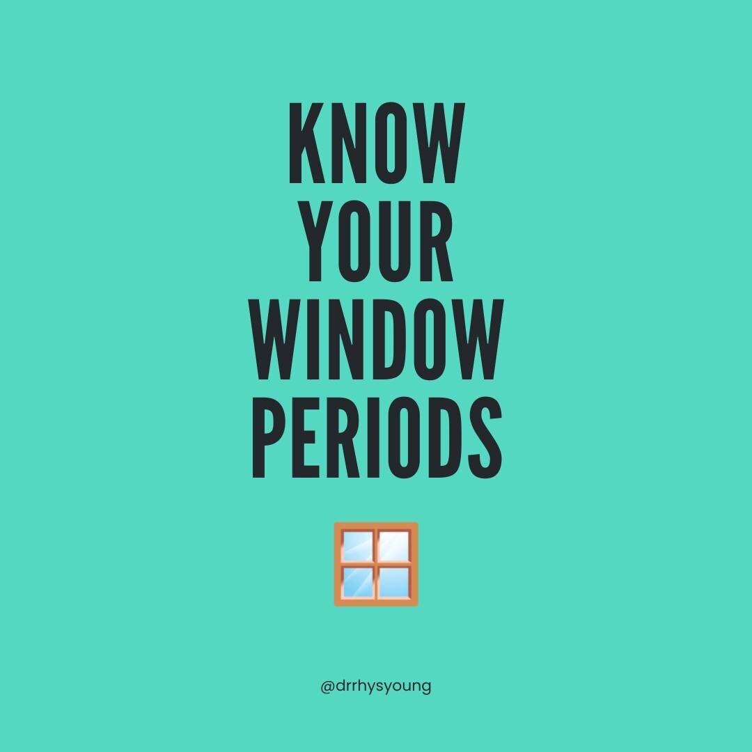 Do you know your window periods for STI testing? 🪟

A window period is the time between when you have been exposed to an STI and when it's possible to detect it in your body through a test. If you are exposed to something like Syphilis and then test