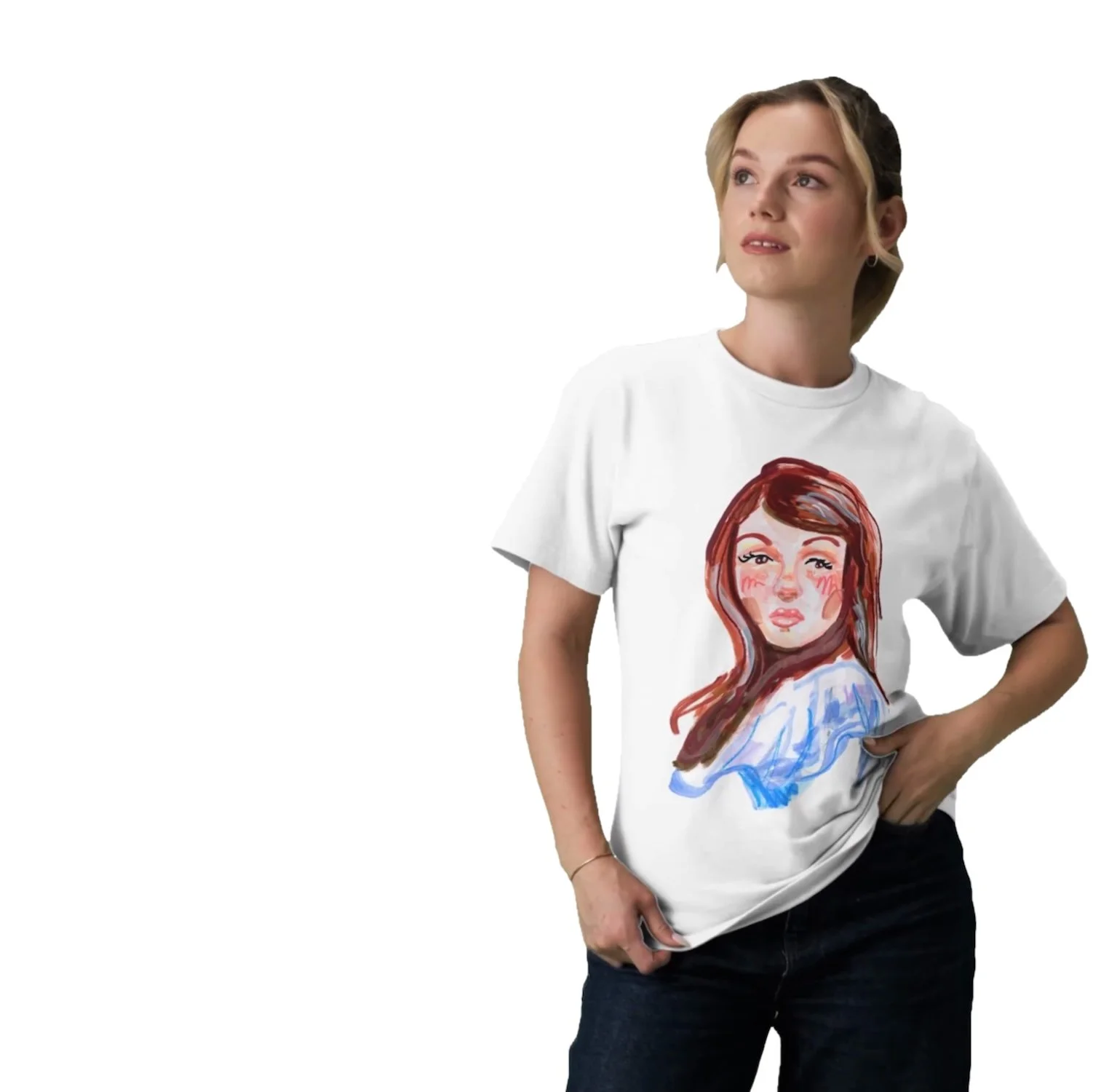 Seb Black luxury brand t-shirt sample collaboration featuring the portrait of a beautiful woman