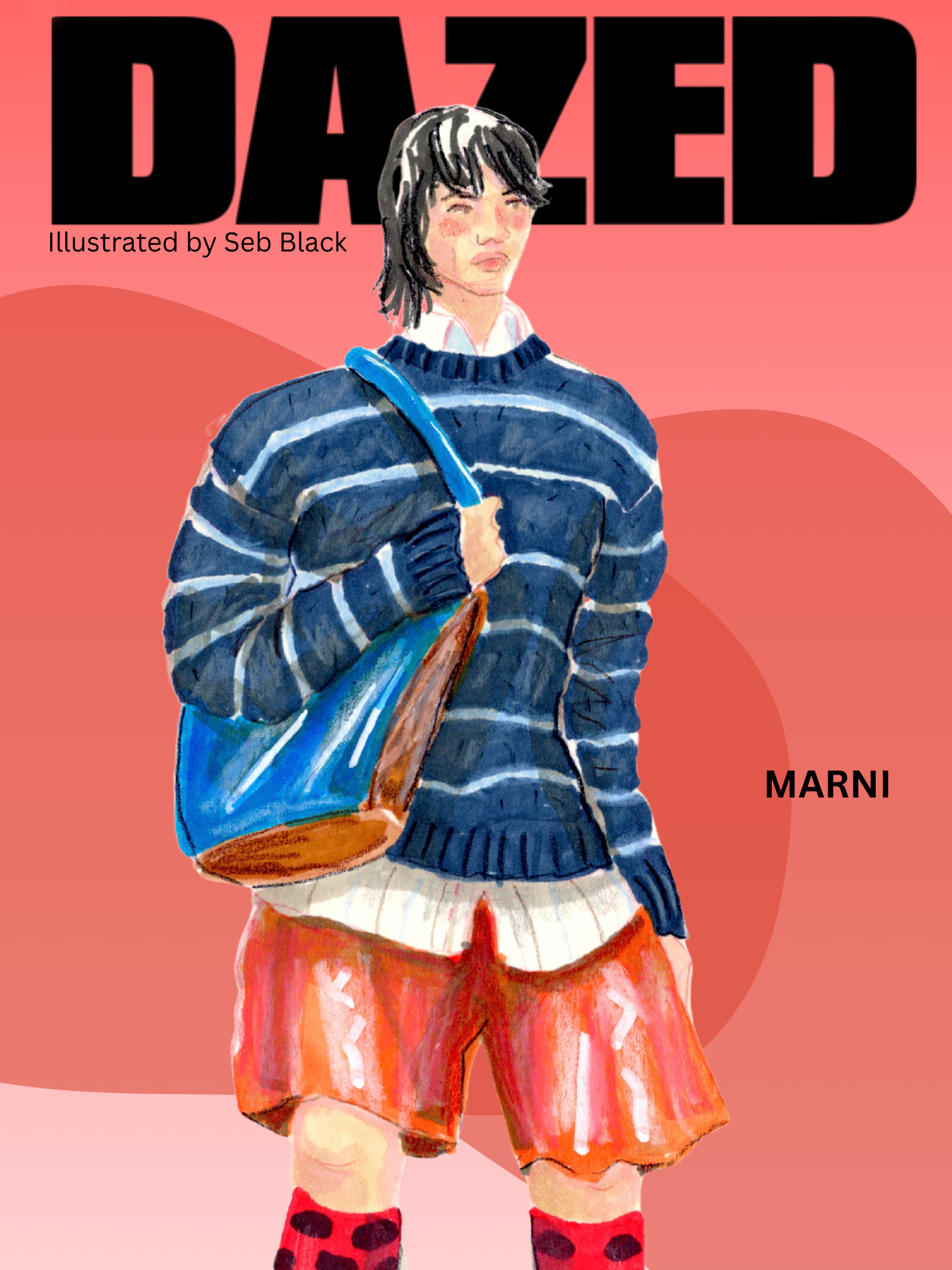 illustrated magazine cover menswear dazed magazine mock up FALL  WINTER 2026
