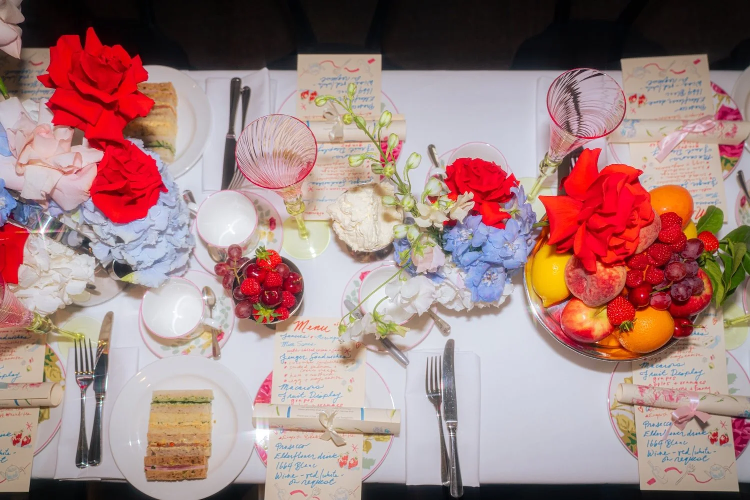 illustrated and lettered menu for a fashion event in London by Seb Black