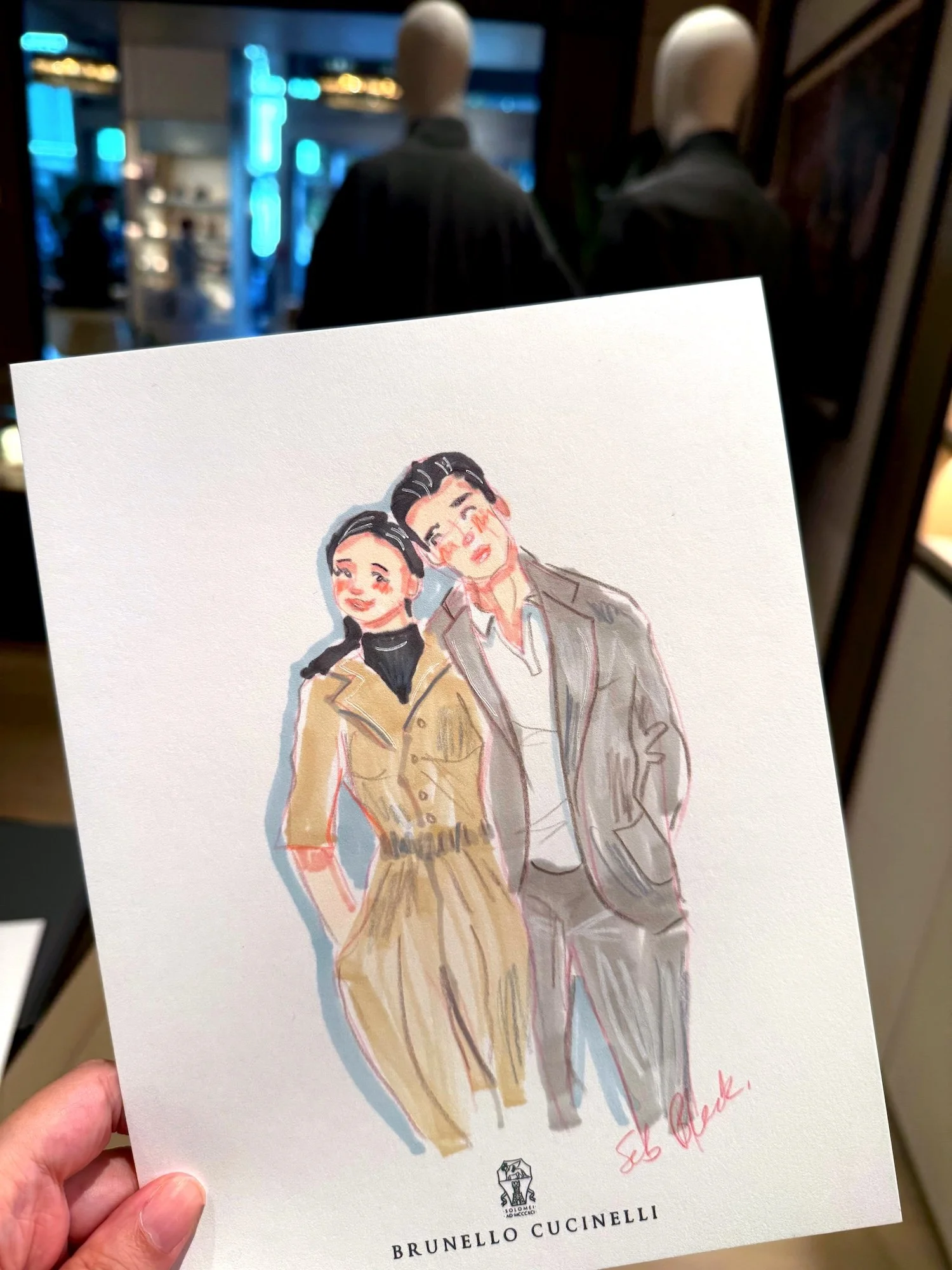 Brunello Cucinelli fashion illustration of couple