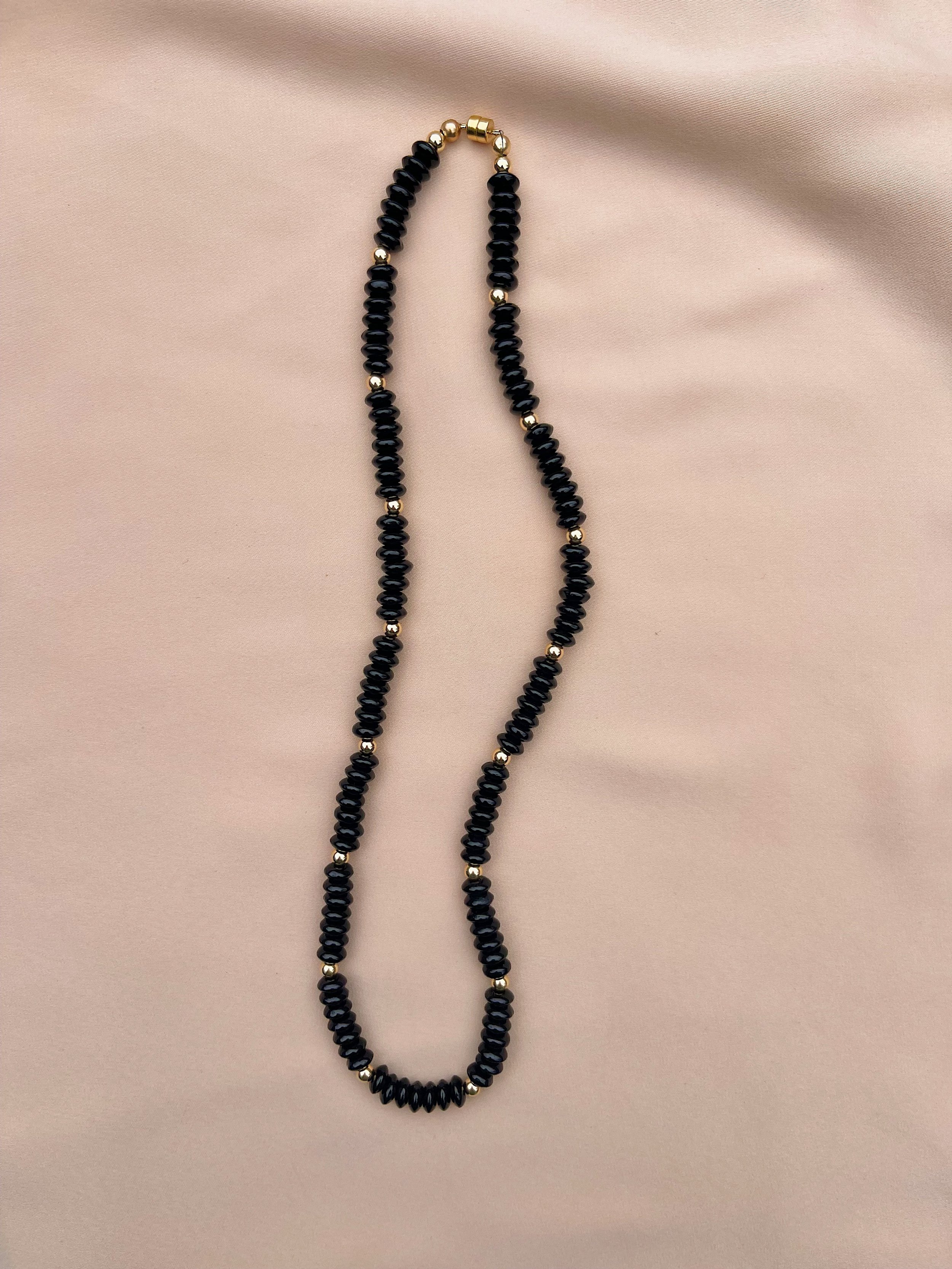 Black Onyx and 14k Gold-Filled Beaded Necklace — Mon Ete Studio ...