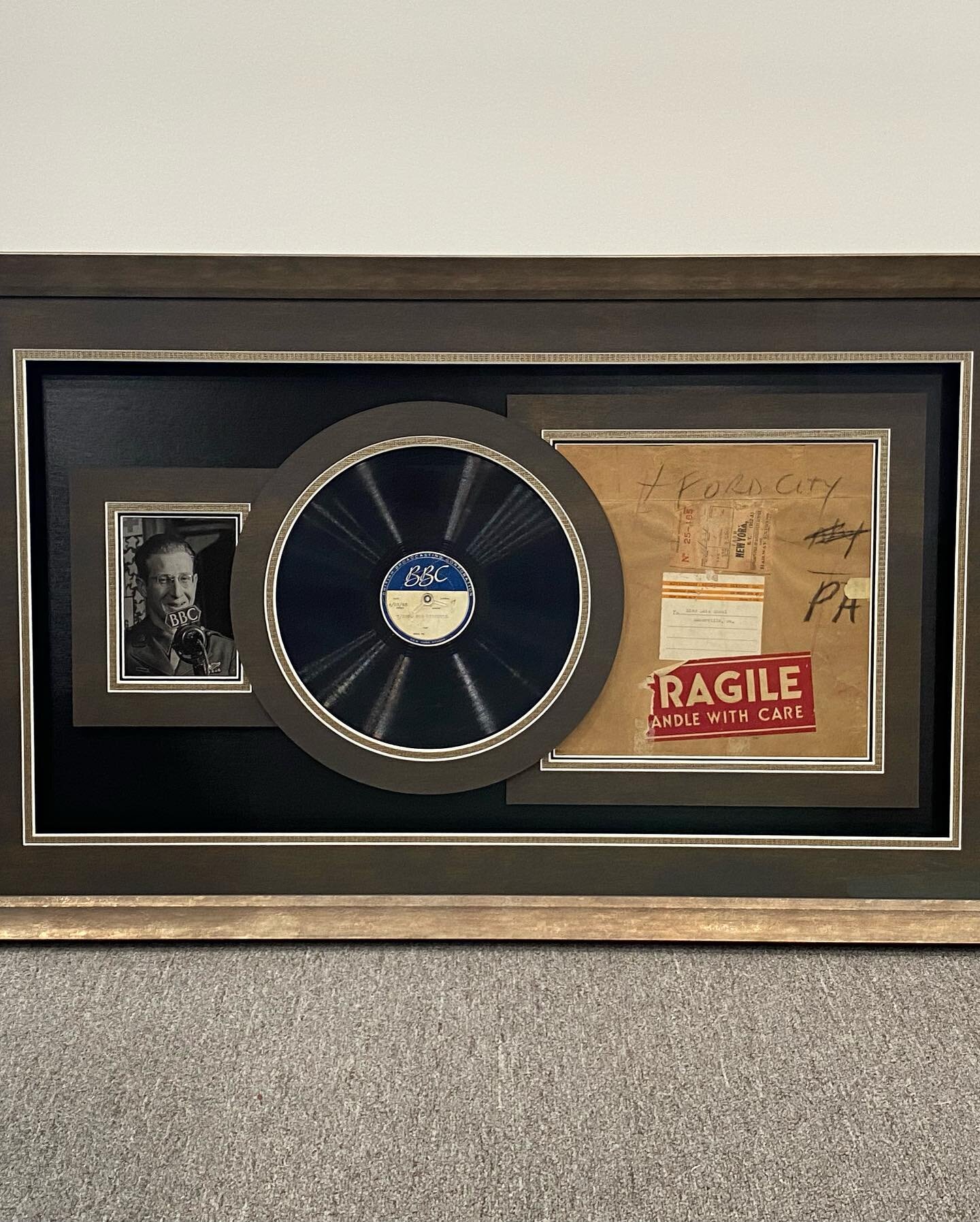 Vintage BBC broadcast recording of beloved father preserved. Textured mats and muted gold textured frame. Showcase your story. #harfordcounty #harfordhasit #smallbusiness #belairmdhair #mainstreetbelair #imhereharford #downtownbelair