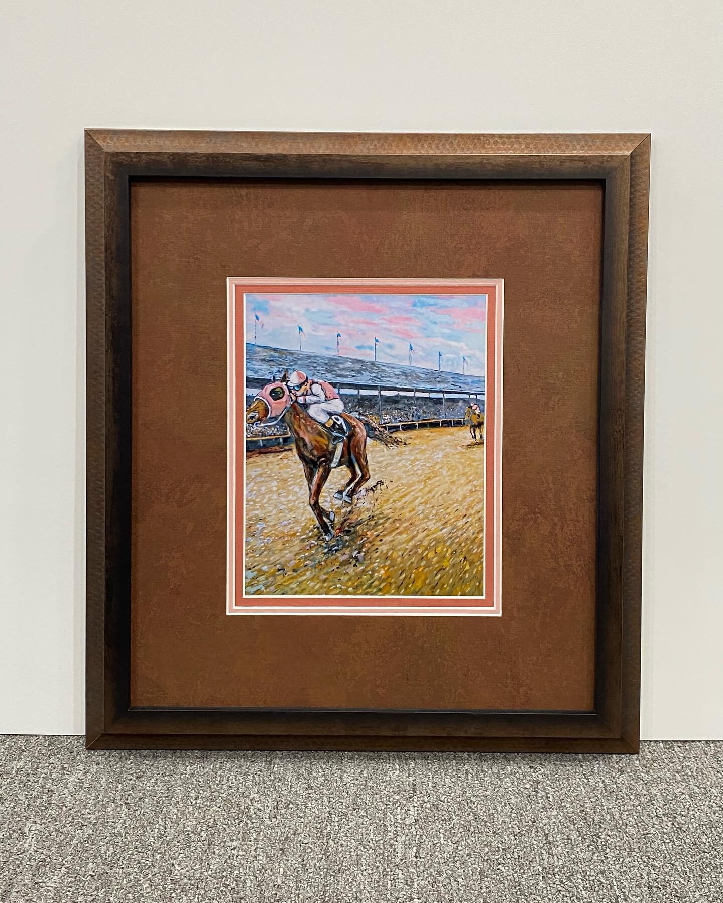 Local art framed for Visit Harford. Look close at the multicolor mat and frame that highlight this rendition of the old HdG race track. #visitharford #ezraberger #havregracemd #harfordcounty #harfordcountyliving #harfordhasit  #imhereharford #downtow