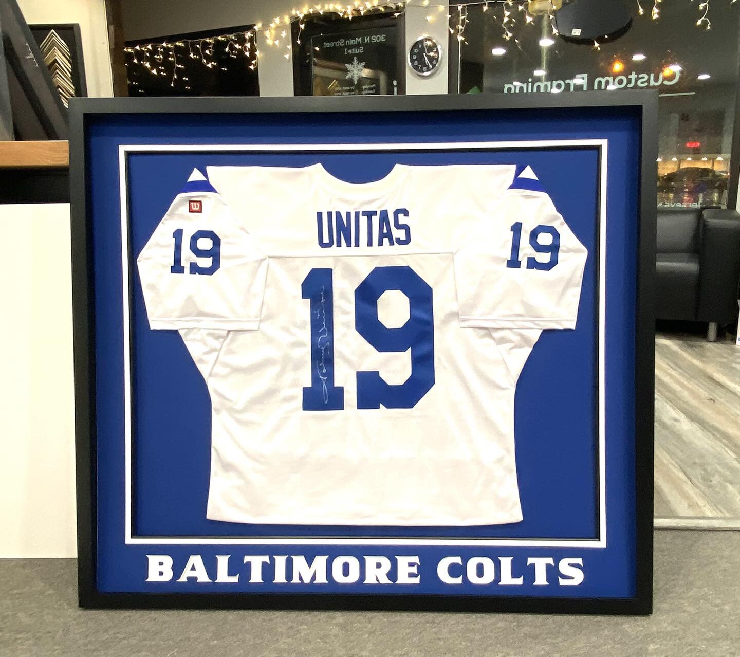 Johnny Unitas played football in this massive jersey!! Did you know we can cut letters and fancy edges. A quick photo before pick up which doesn&rsquo;t do it justice. #belairmd #downtownbelairalliance #downtownbelair #harfordcounty #harfordcountyliv