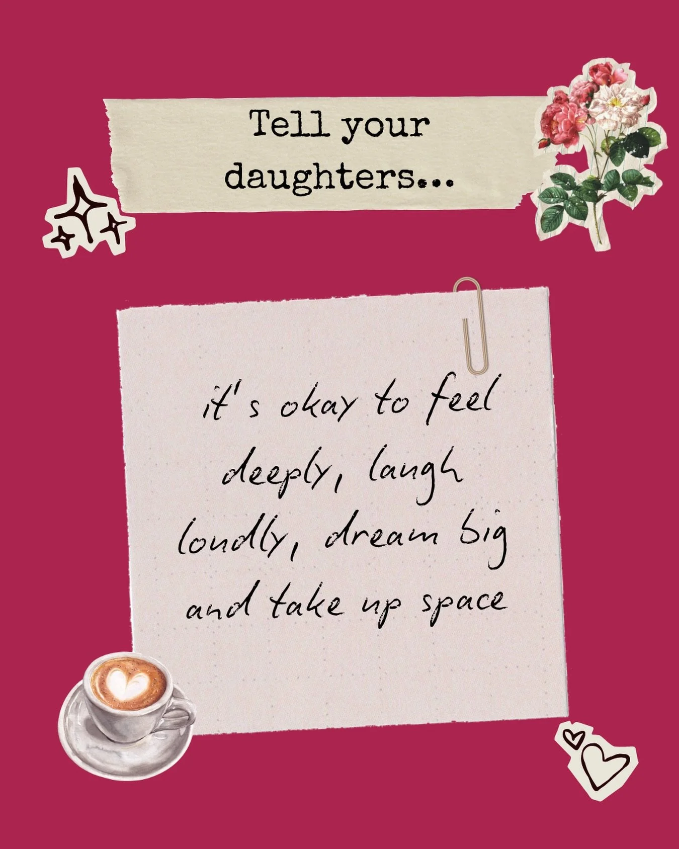 There&rsquo;s room for all kinds of girls in this world. 
The loud ones, quiet ones, sporty ones, sensitive ones, creative ones&hellip; 

Tell your daughters to take up the space. 🩷

#mumanddaughters❤️ #mumsofmelbourne#mumsofgirls#raisinggirls