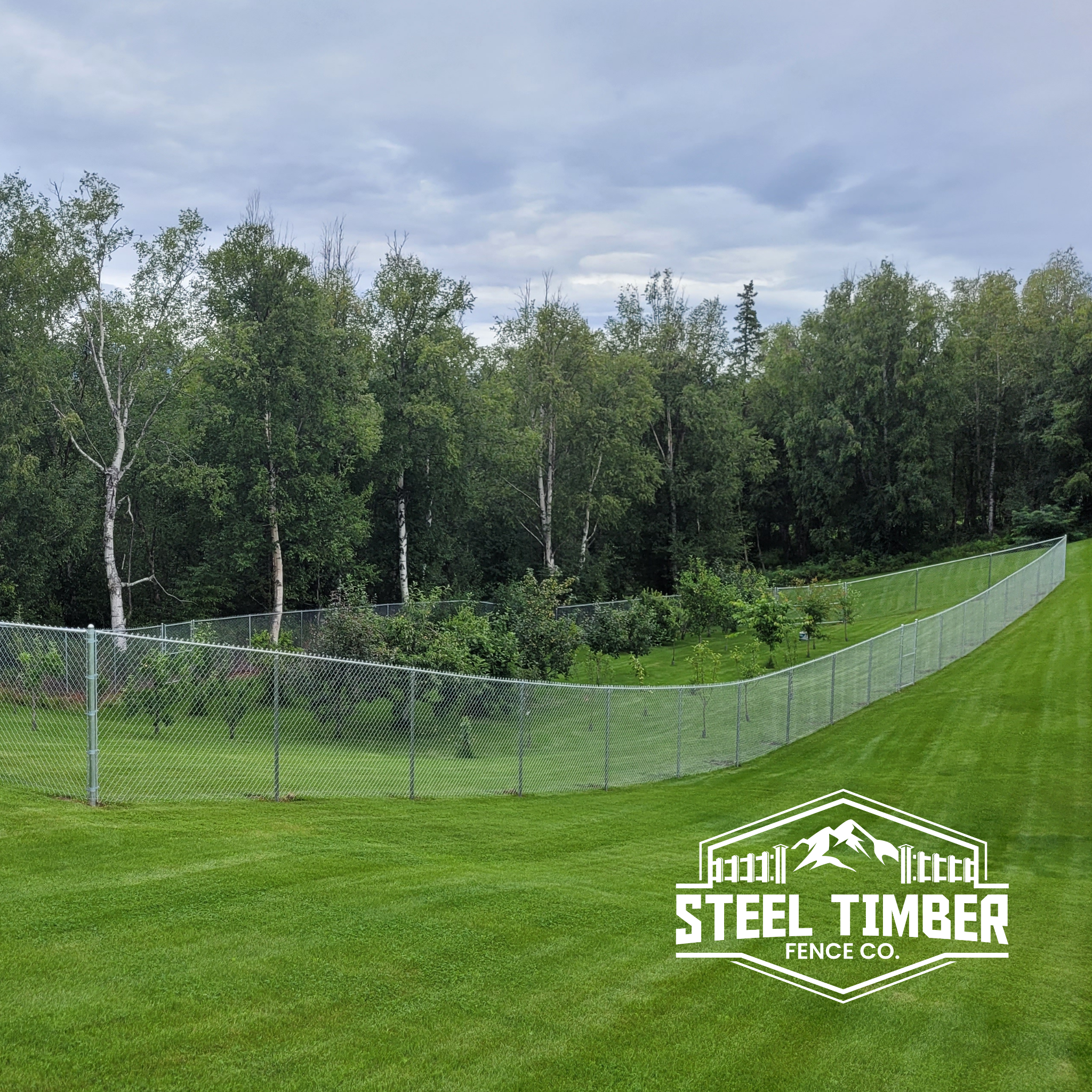 Galvanized chain link fence by Steel Timber Fence Co.