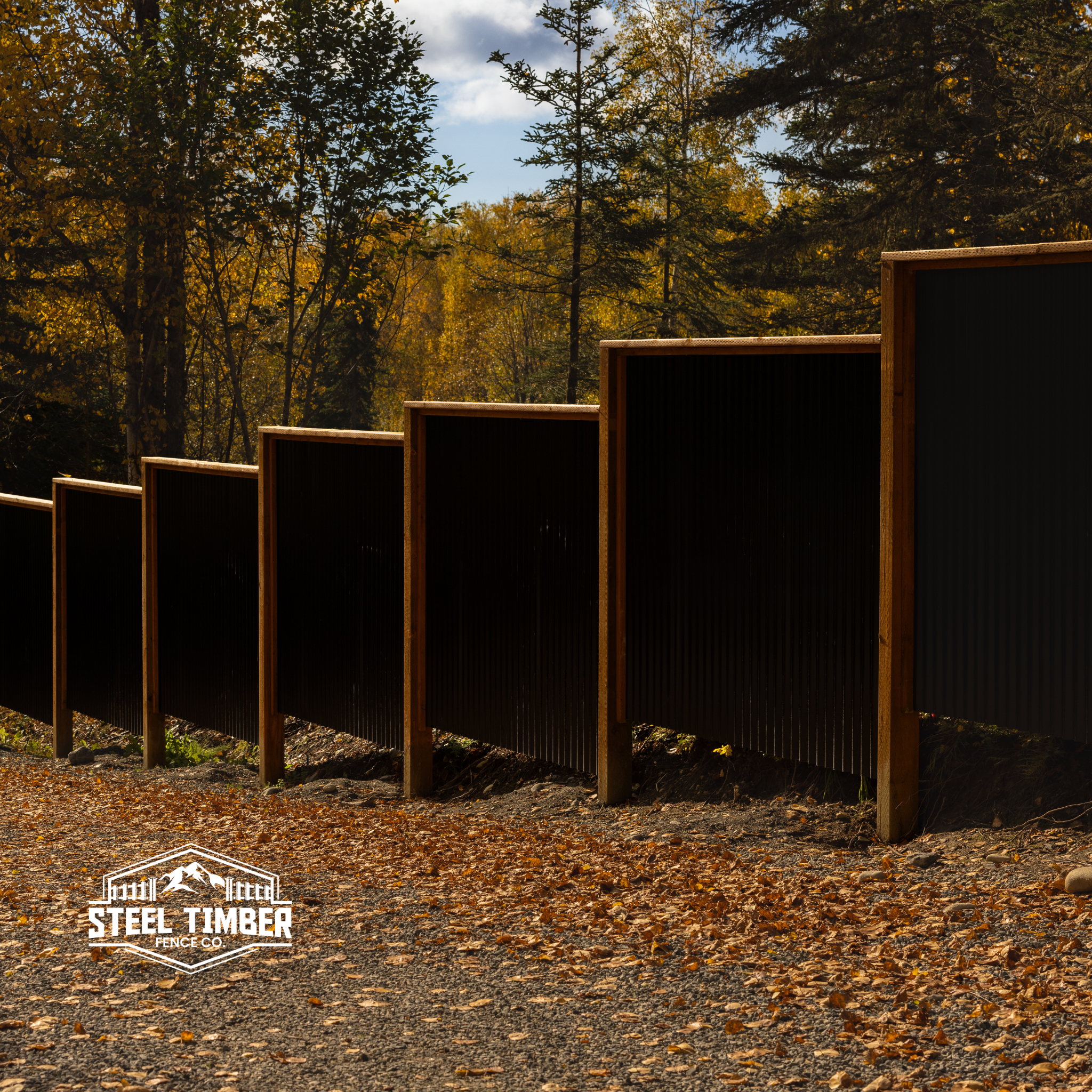 Steel and Timber cedar framed privacy fence