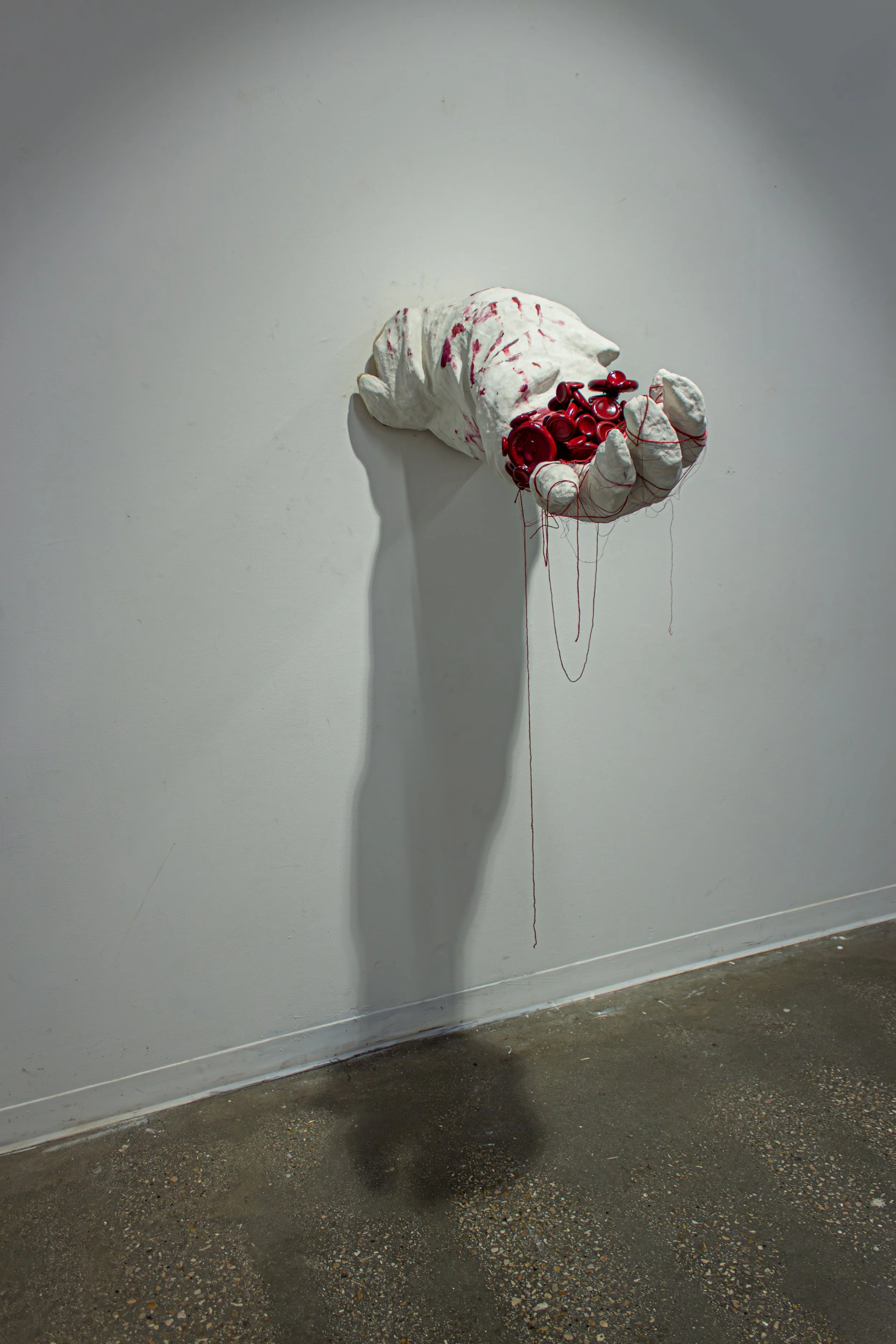 "Carry that Weight" |
Mixed Media, Dyed Thread, PLA Filament |
Spring 2026