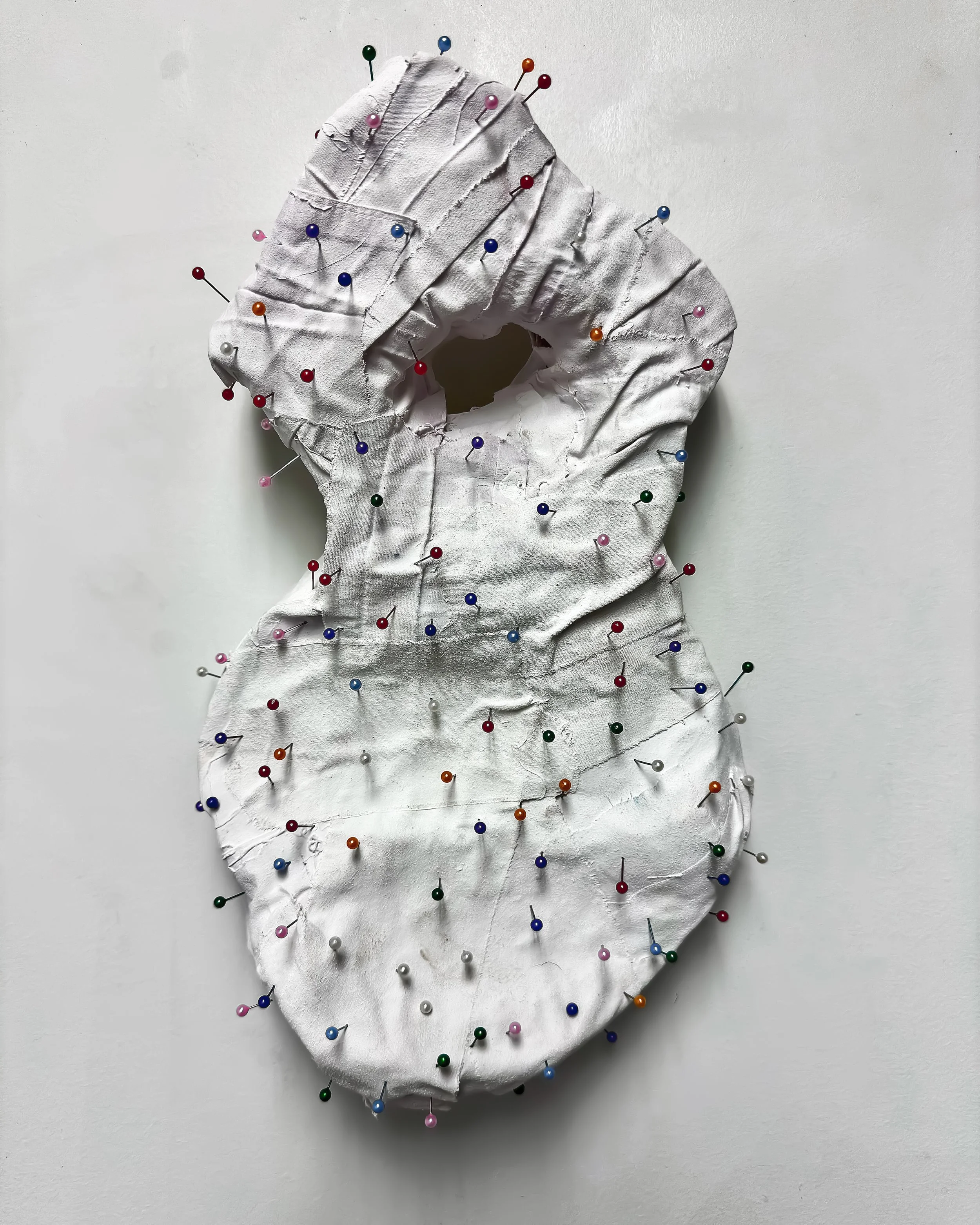 "On Pins and Needles" |
Cast Linen, Gesso, and Sewing Pins |
Fall 2023
