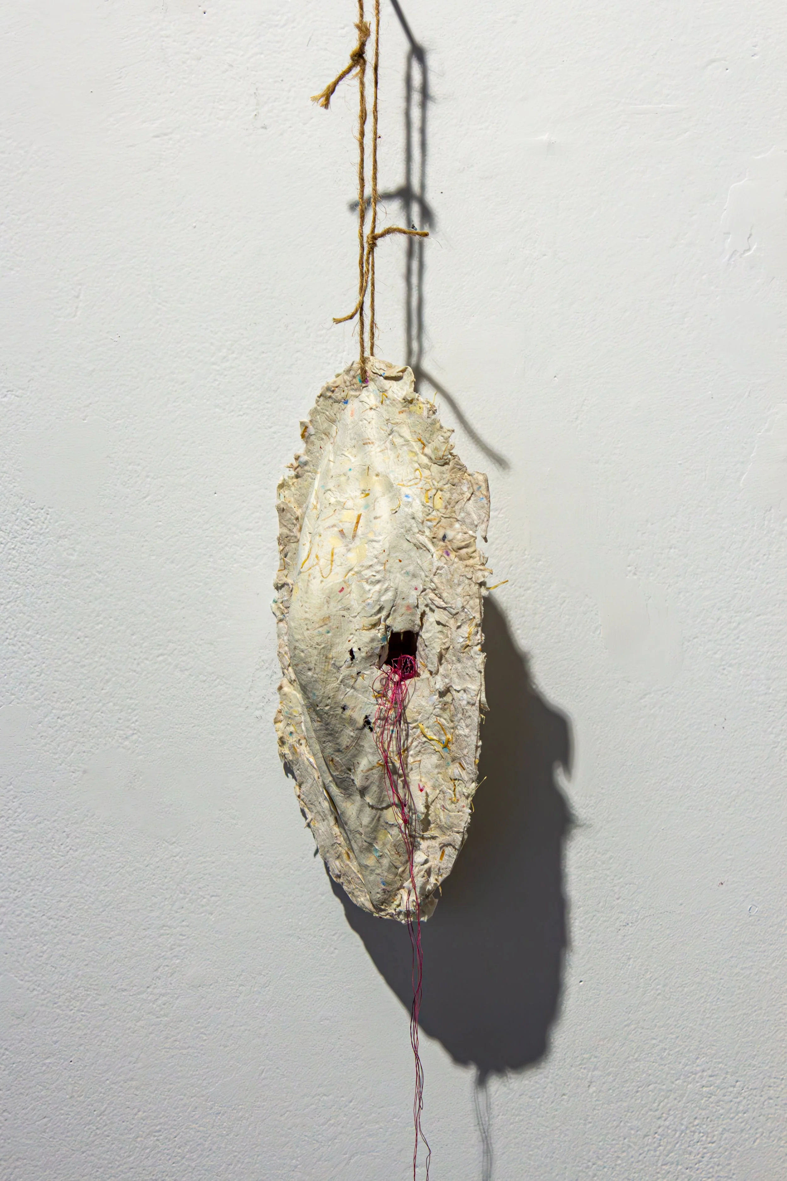 "Bloodletting the Soul" - Alt Profile |
Casted Paper Pulp, Hand Dyed Thread |
Spring 2026