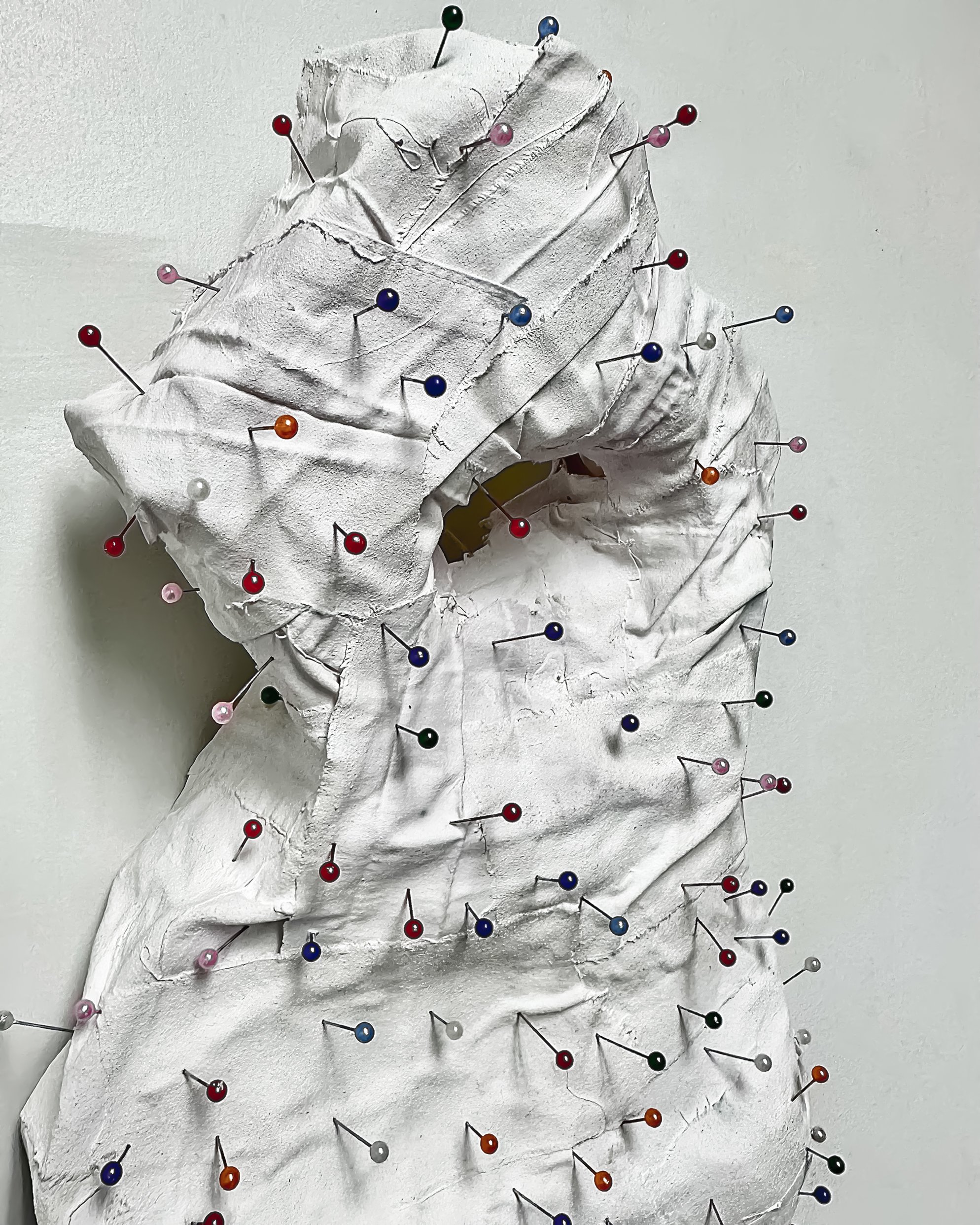 "On Pins and Needles" - Side Profile |
Cast Linen, Gesso, and Sewing Pins |
Fall 2023