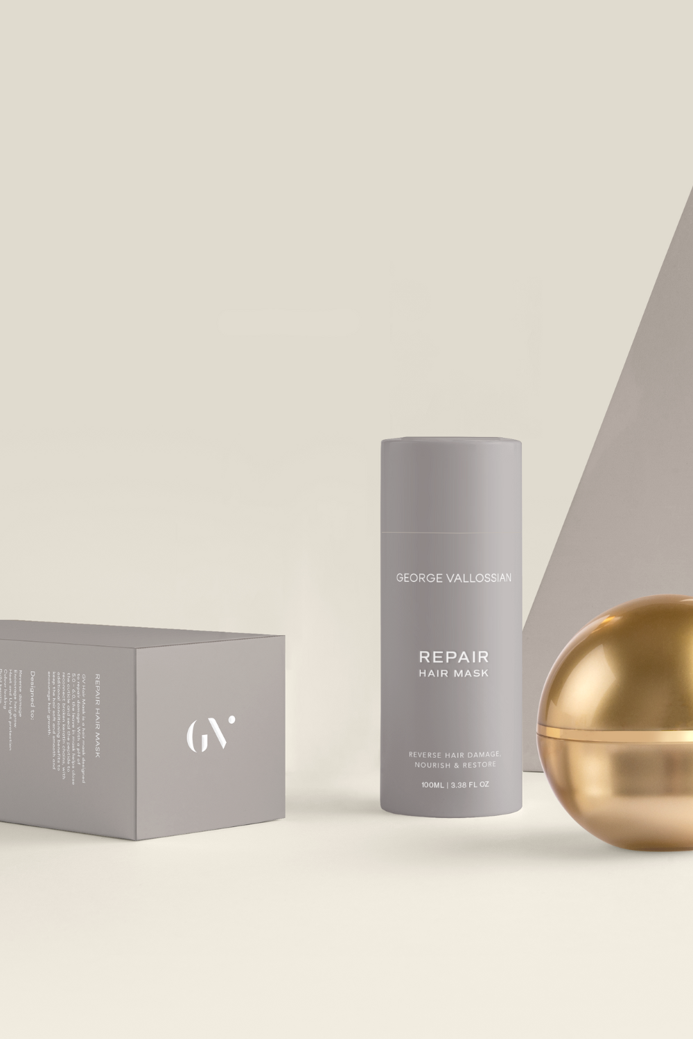 Branding and packaging design by Kyomi Design Agency for George Vallossian haircare product Repair Hair Mask.png