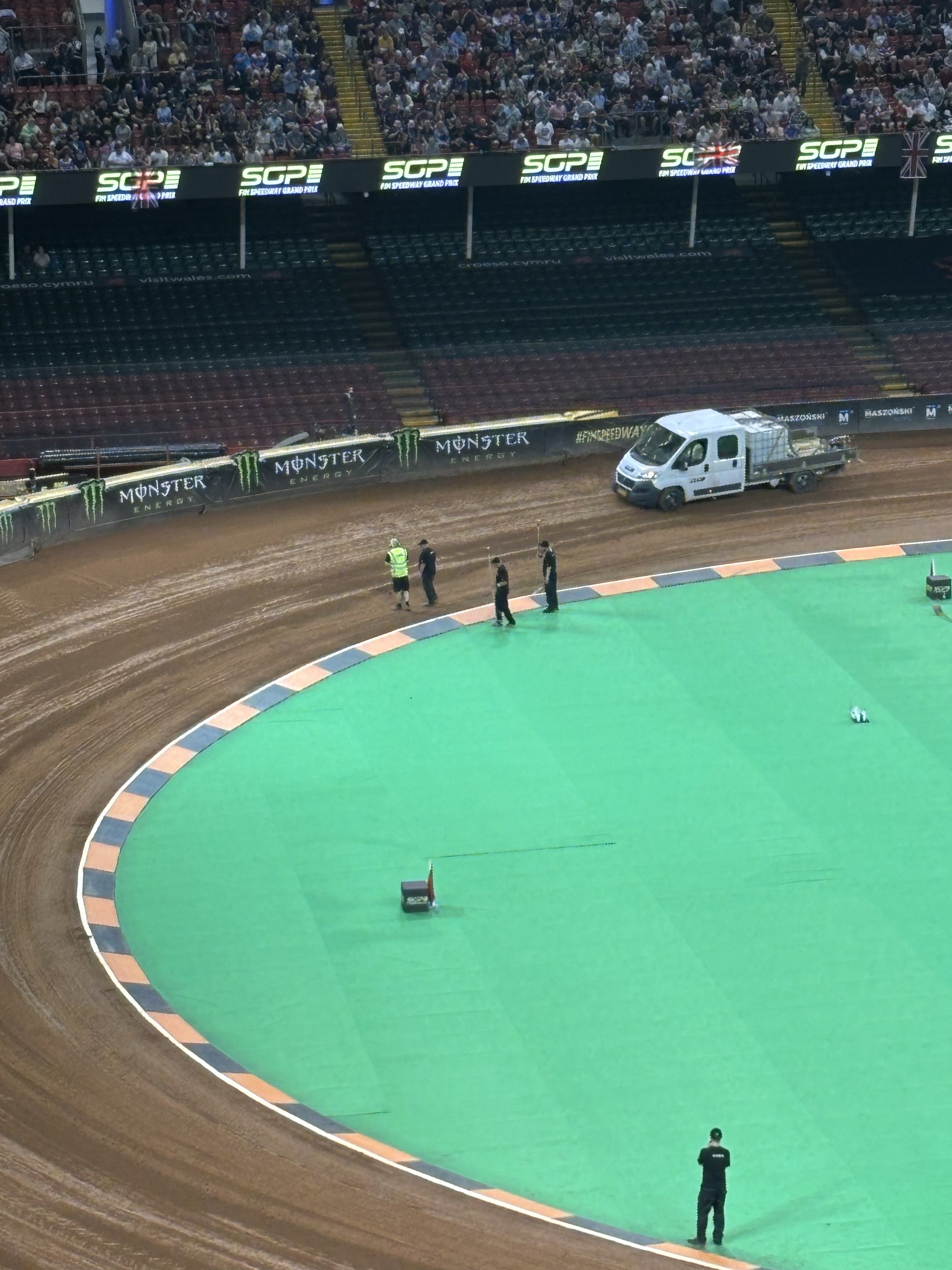 PRINCIPALITY STADIUM. HOW ABOUT SPRAYING THE WATER ON A MOTORBIKE RACING TRACK SINCE NOBODY WOULD BE EXAMING THE WATER THERE