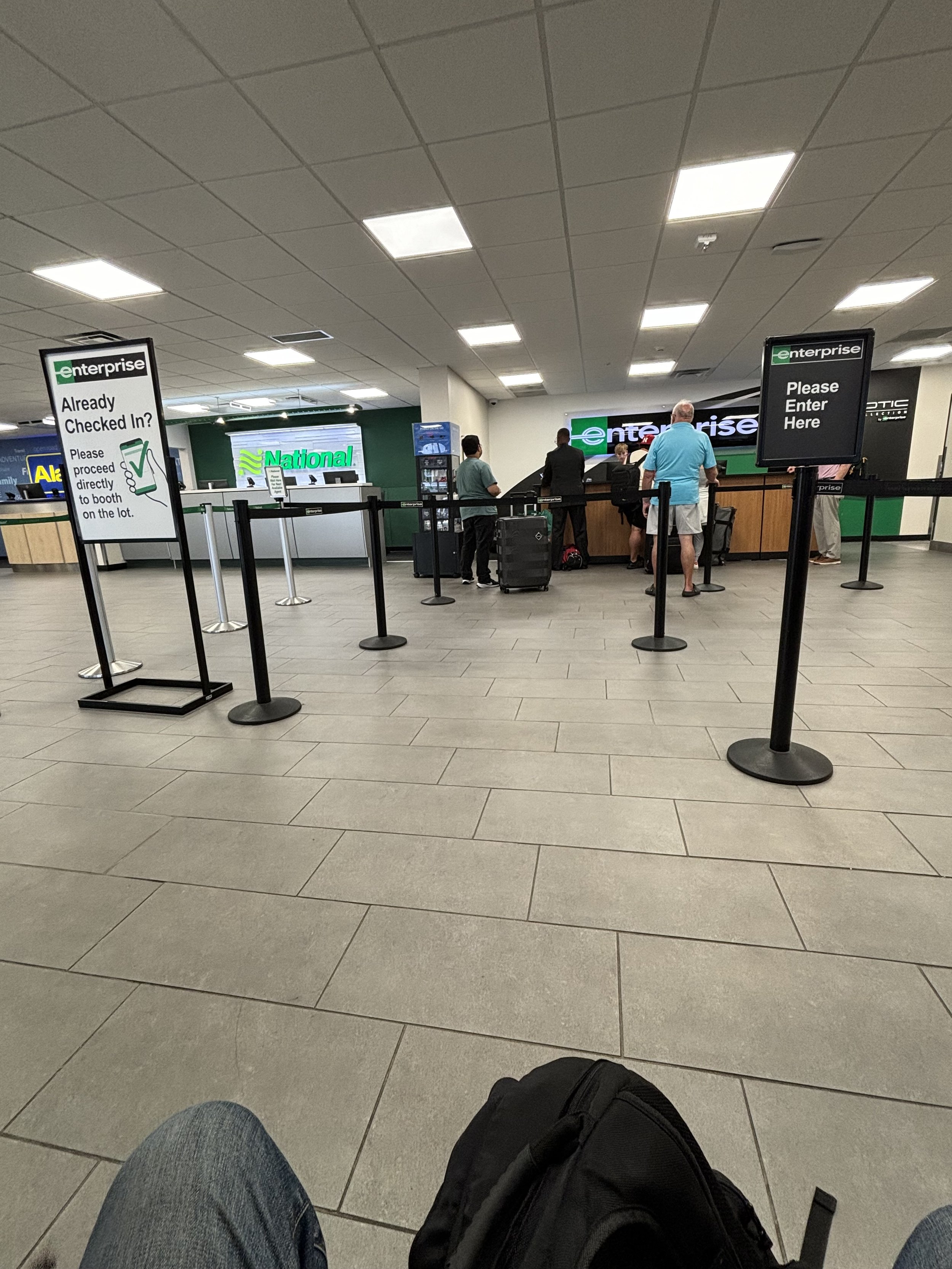 THE CAR RENTAL CHECK-IN WHEN PEOPLE SCRUTINISED. THE VULNERABLE ARE MOST LIKELY TO BE ATTACKED