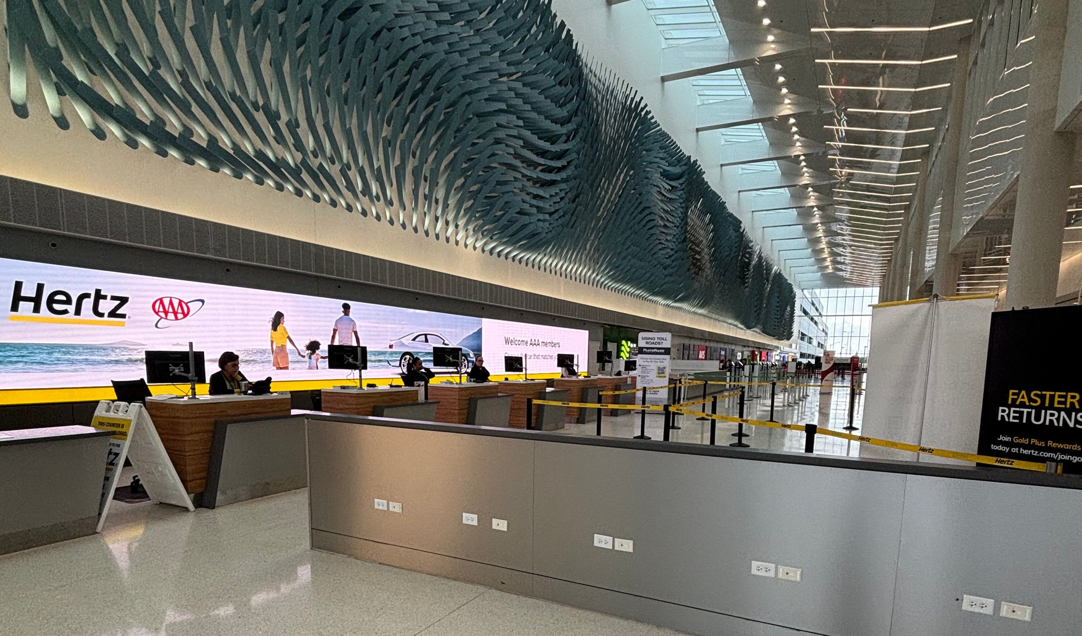WHEN YOU ENTER THE MULTI MODULAR FACILITY ON THE GROUND FLOOR, YOU WILL SEE ALL THE CAR HIRE DESKS